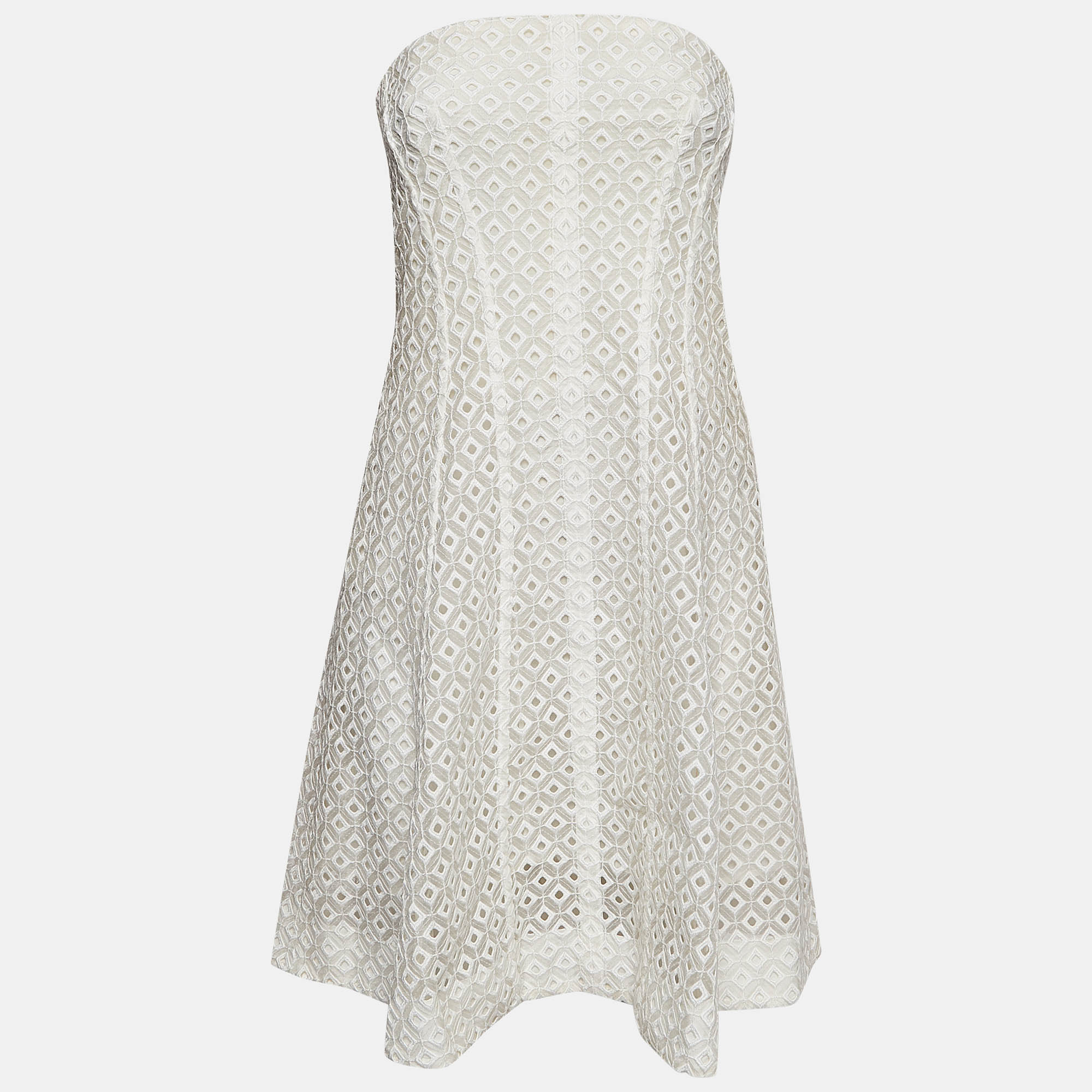 Pre Owned Stella McCartney White Broderie Cotton Tube Mini Dress M