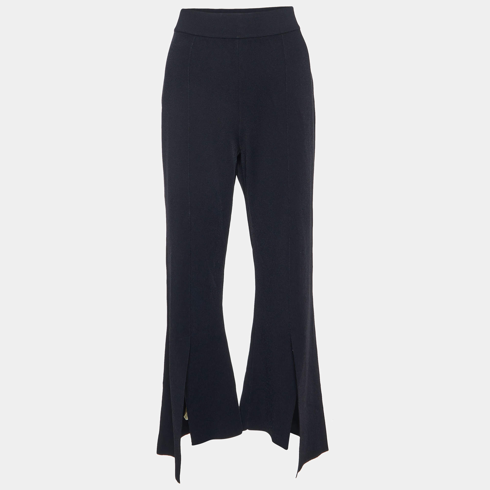 Pre Owned Stella McCartney Black Jersey Wide Leg Trousers L