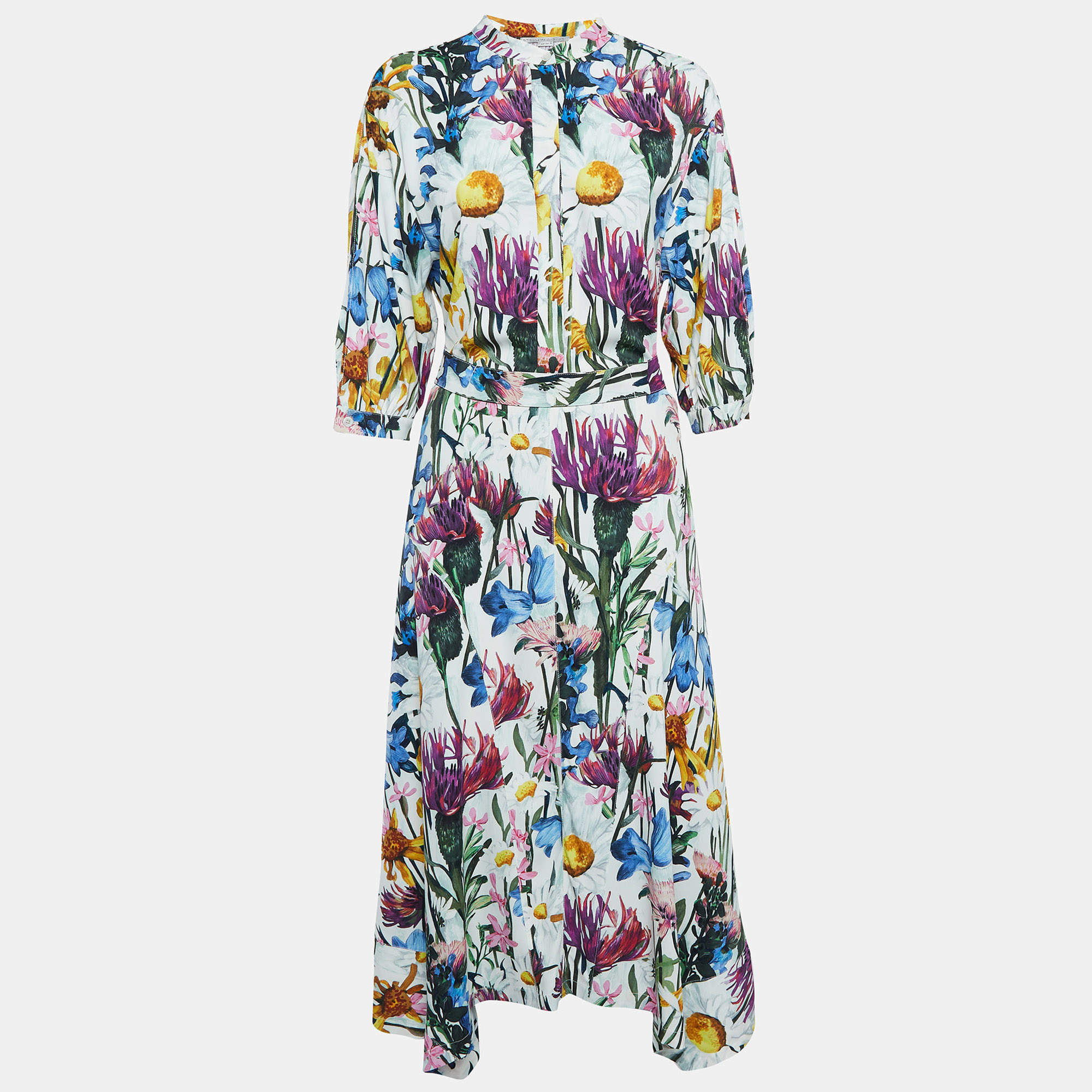 Pre Owned Stella McCartney Multicolor Floral Print Stretch Crepe Maxi Dress M