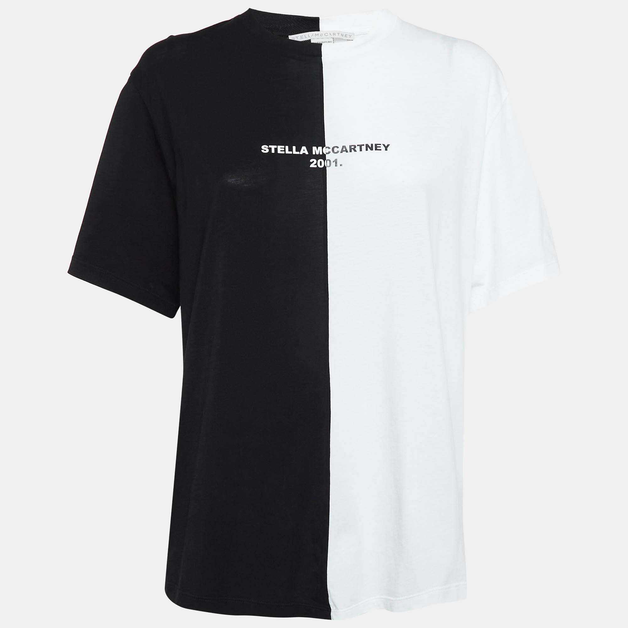 Pre Owned Stella McCartney Black /White Logo Print Jersey Cotton T-Shirt S