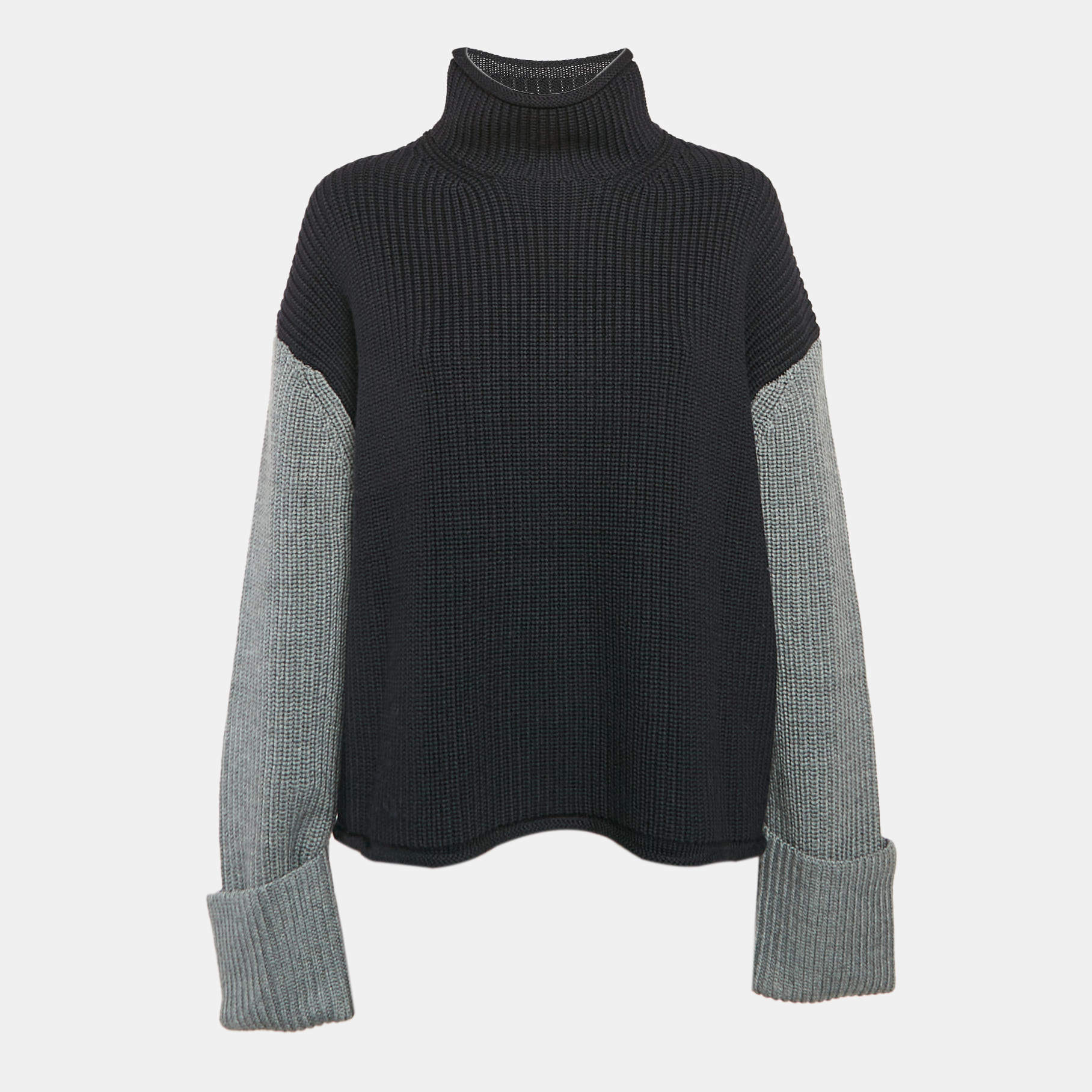 Pre Owned Victoria Victoria Beckham Multicolor Wool Color-Block Turtleneck Sweater S