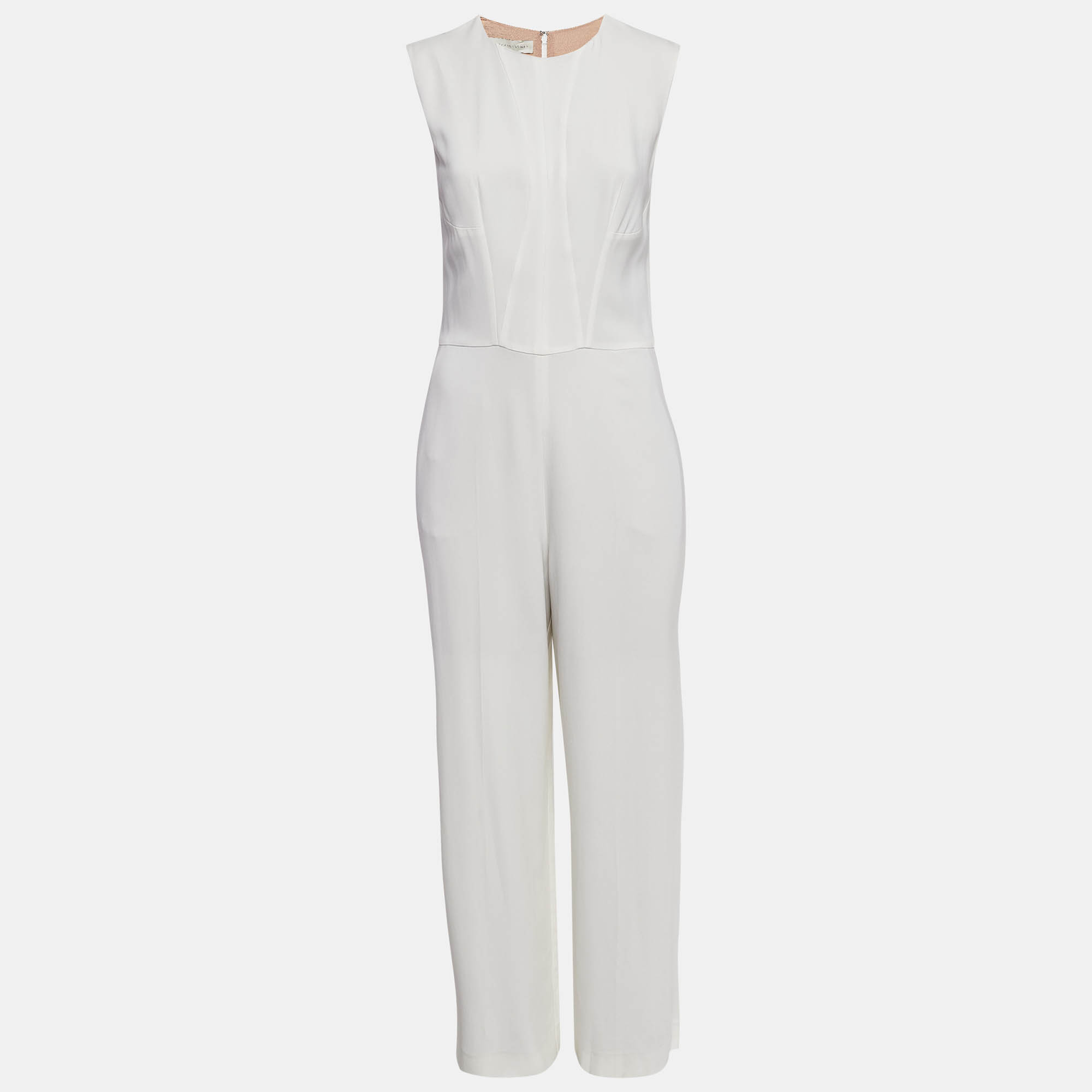 Pre Owned Stella McCartney White Chiffon Sleeveless Jumpsuit S
