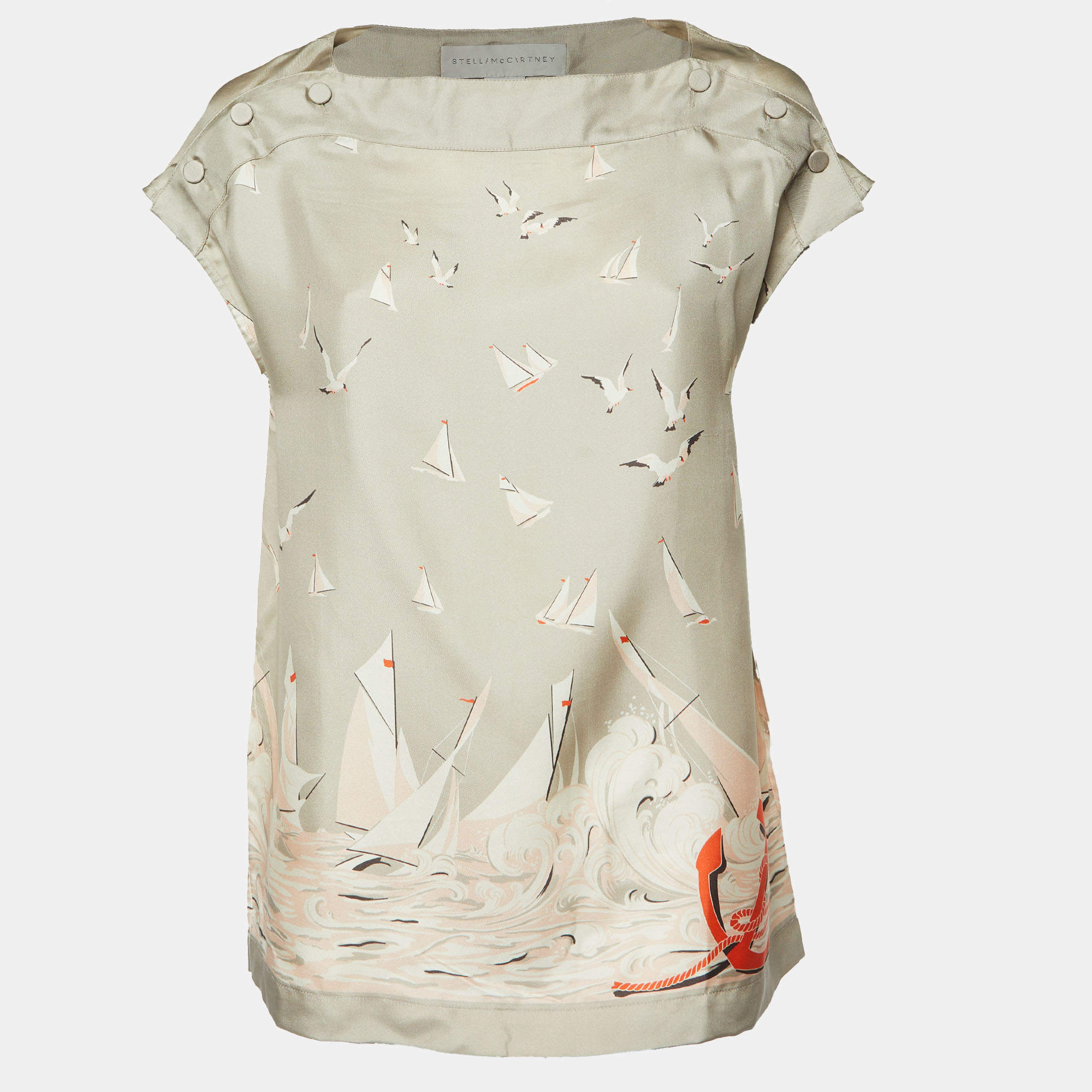 Stella McCartney Beige Printed Silk Top S