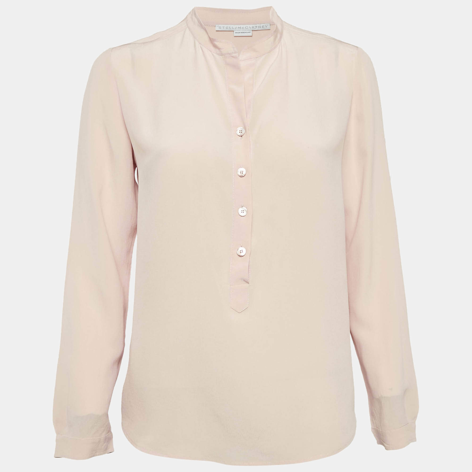 Pre Owned Stella McCartney Pink Silk Half Placket Blouse M