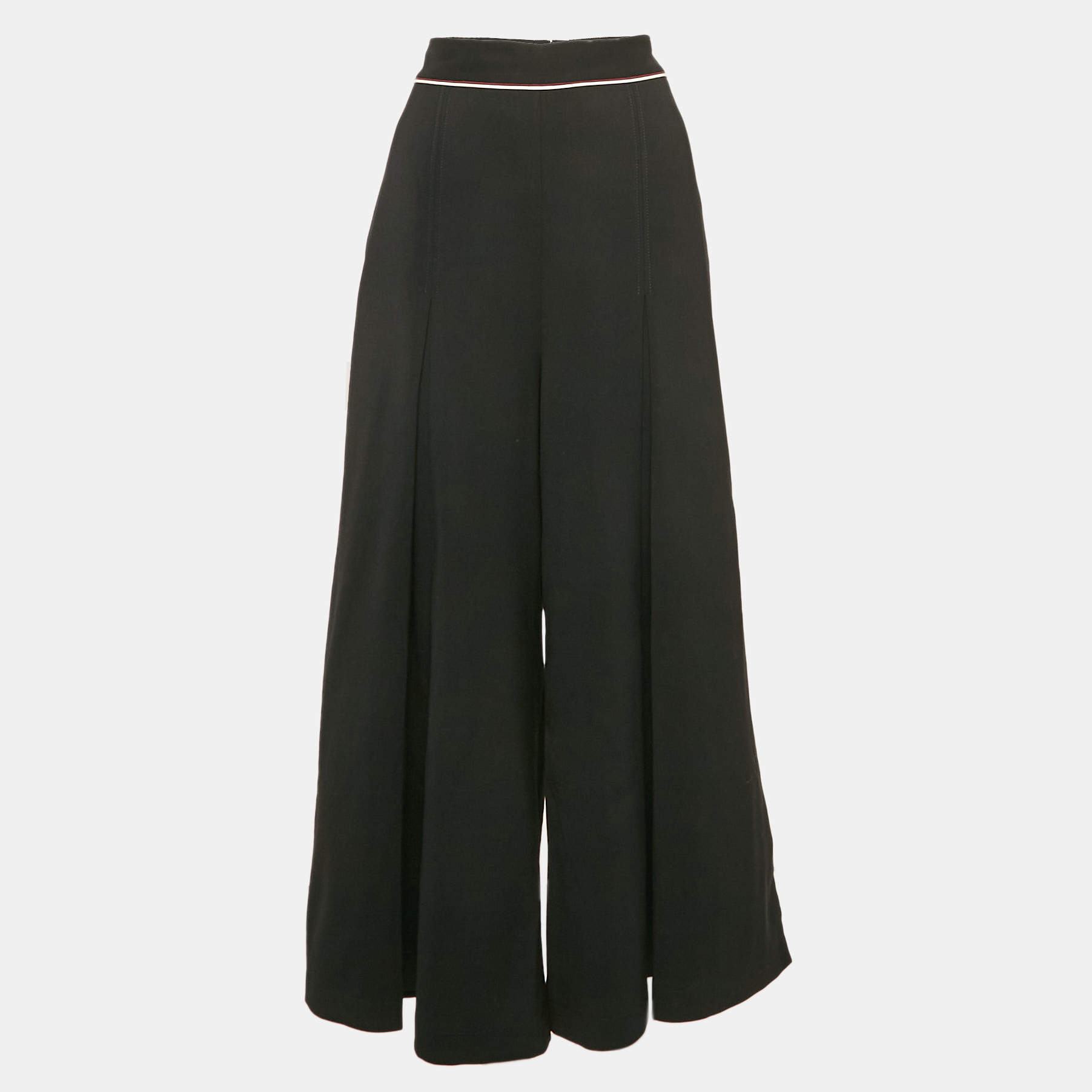 مملوكة مسبقًا Stella McCartney Black Wool Pleated Wide Leg Pants S