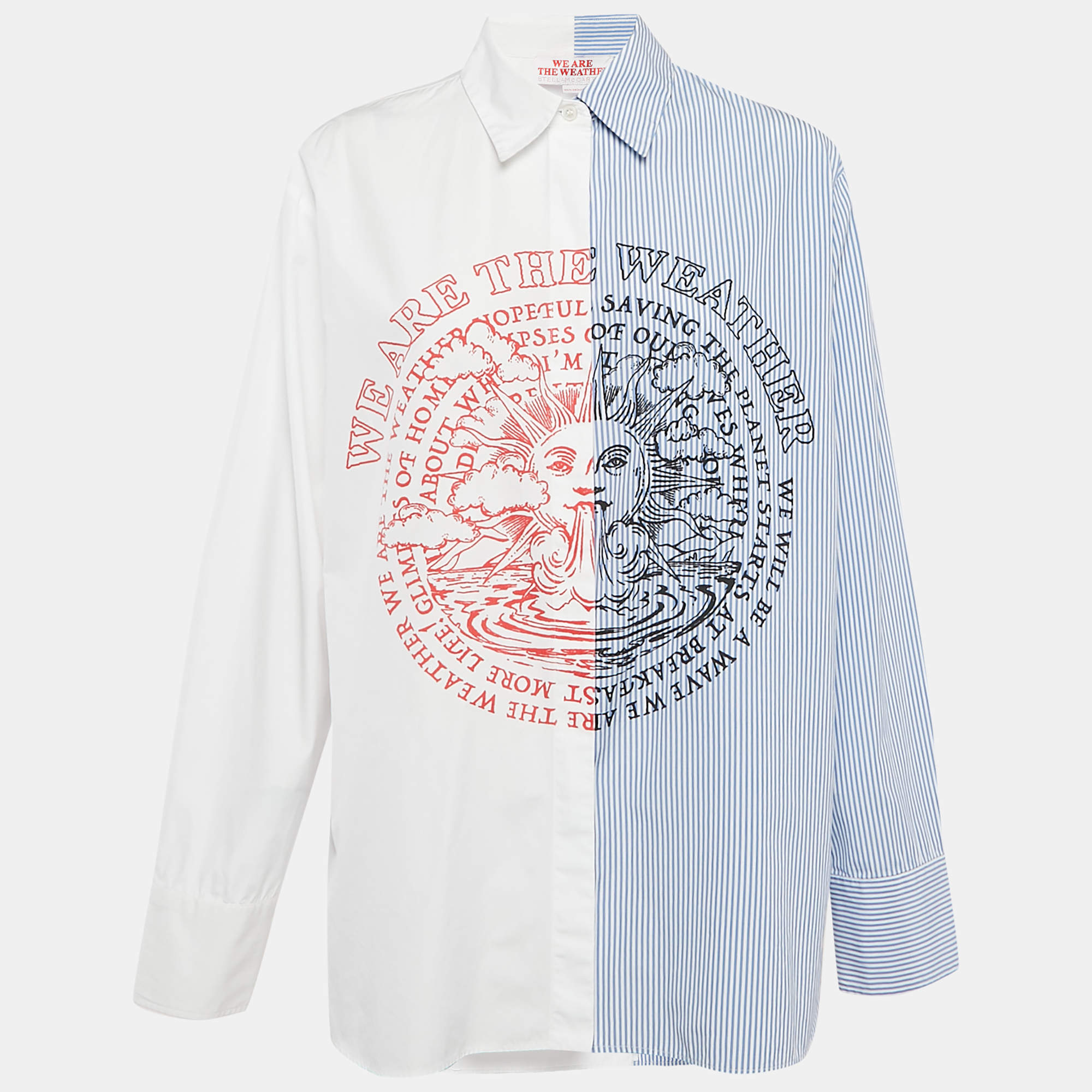 Pre Owned Stella McCartney We Are The Weather Blue/White Shirt Striped Cotton Shirt M