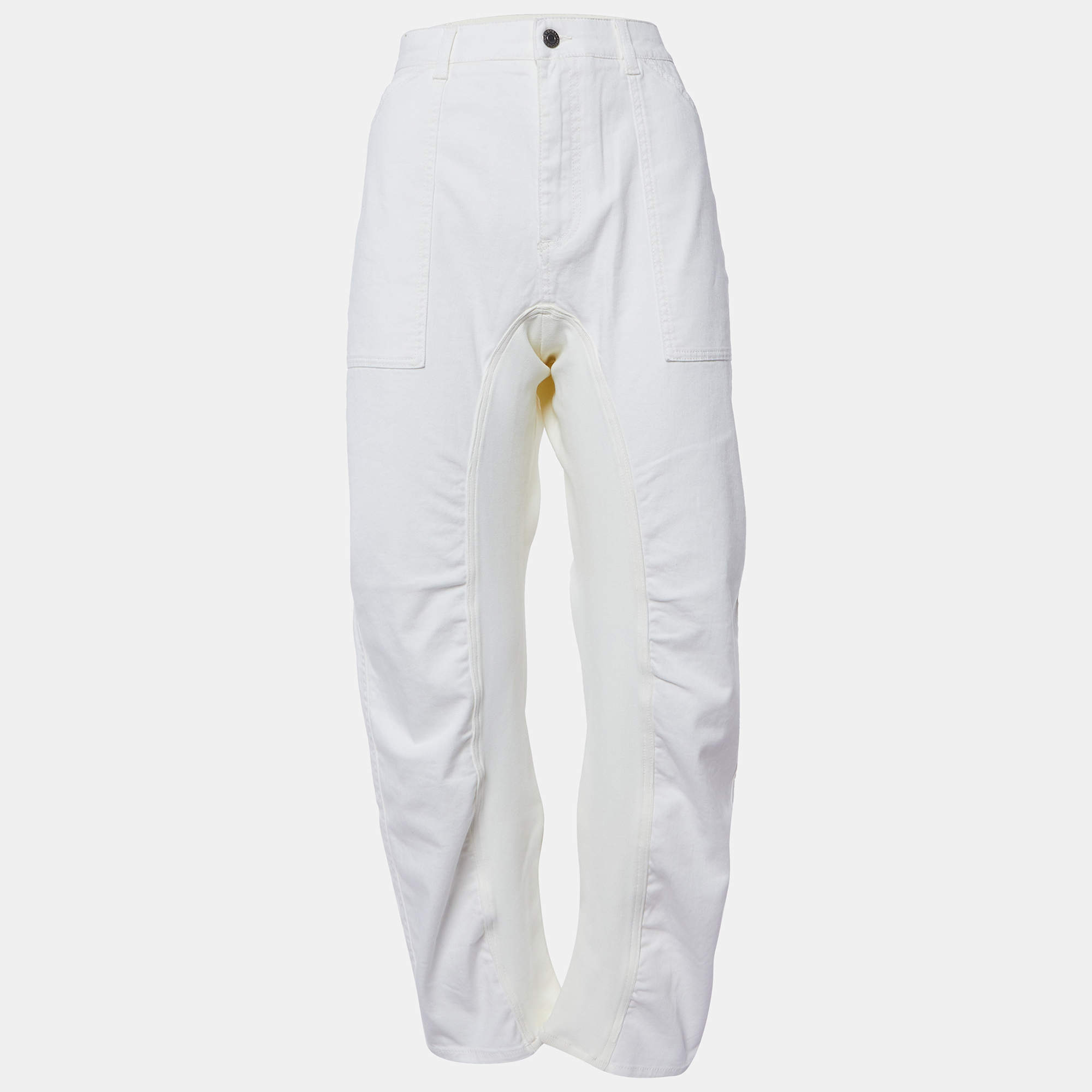 Stella McCartney White Denim & Jersey Tapered Jeans L/Waist 34"