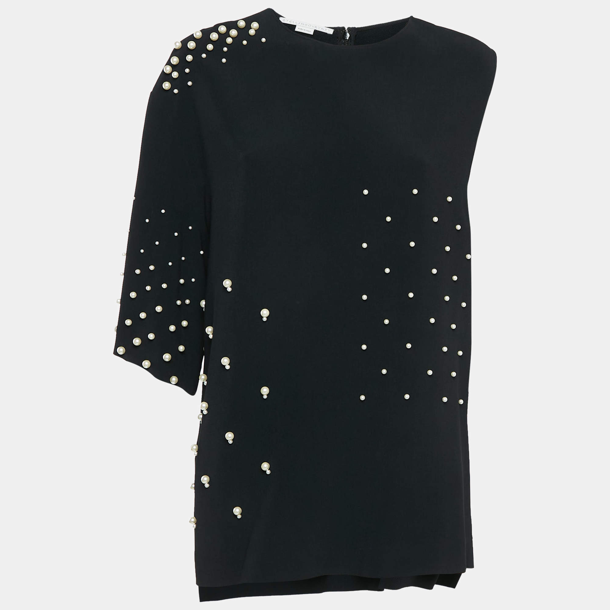 Stella McCartney Black Crepe Beaded Top L