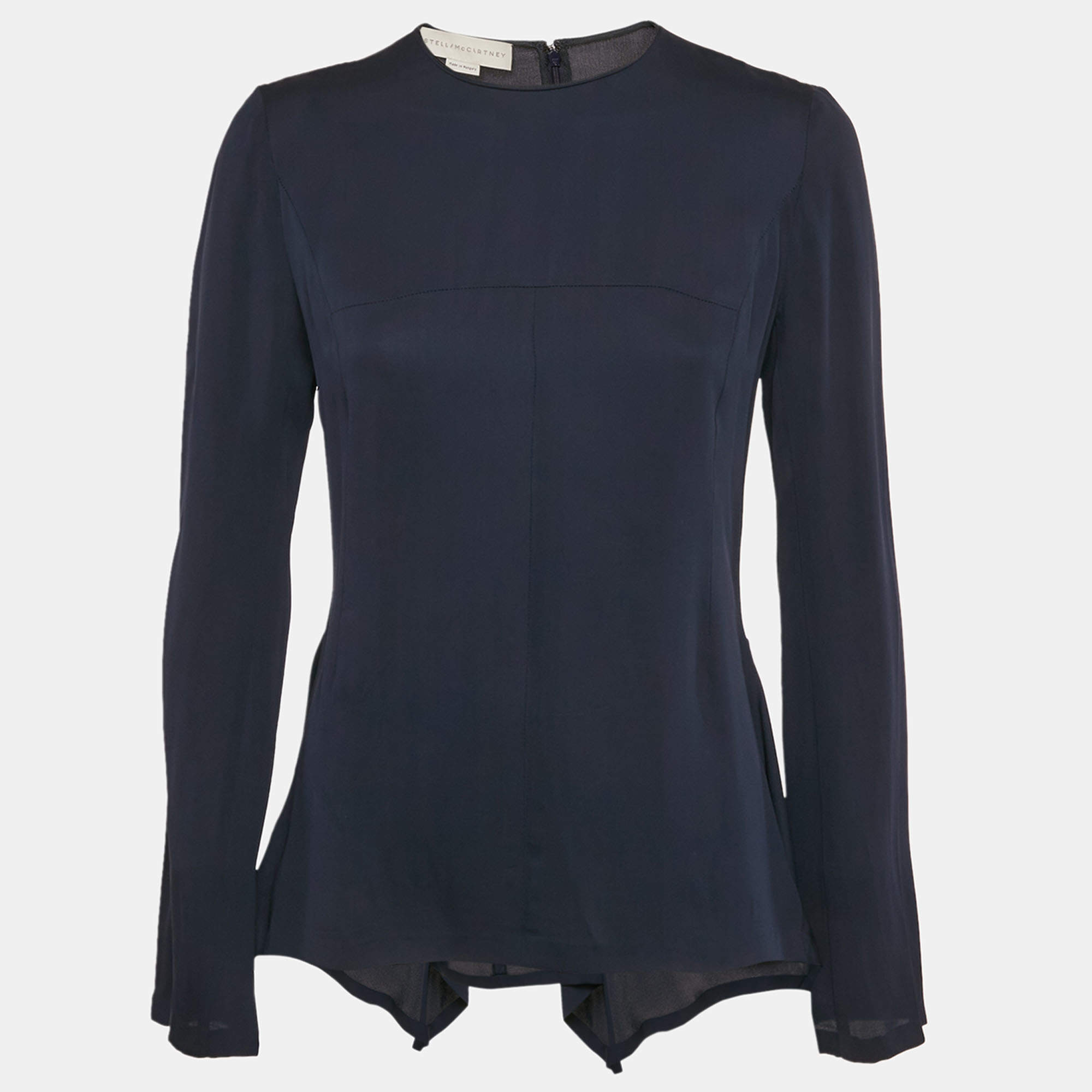 Stella McCartney Navy Blue Crepe Asymmetric Top S