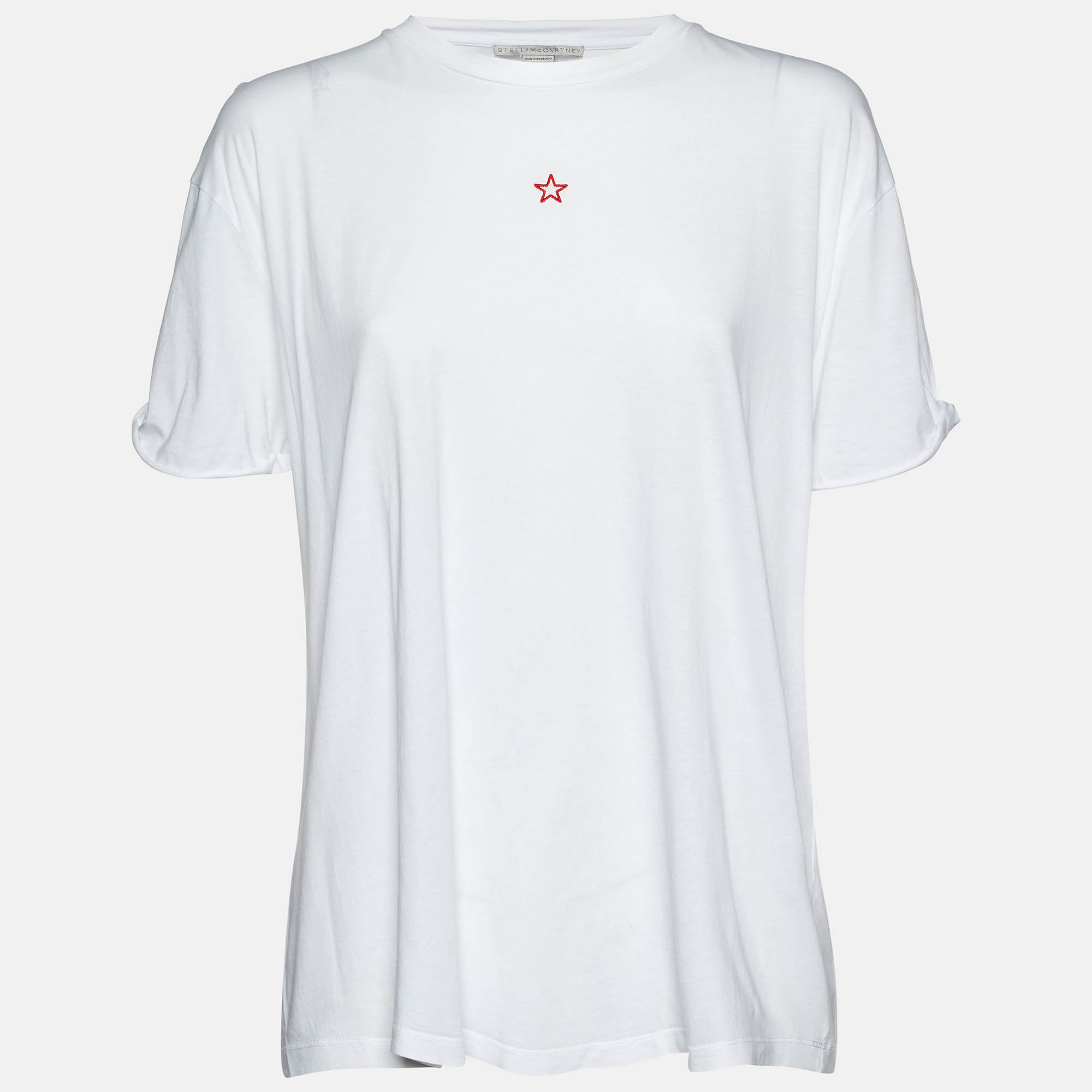 Stella McCartney White Cotton Star Embroidered Crew Neck T-Shirt M