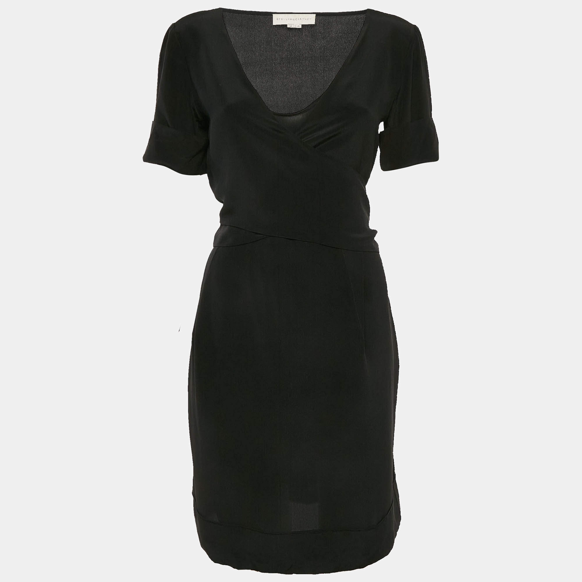 Pre Owned Stella McCartney Black Silk Tie-Up Detail Mini Dress M