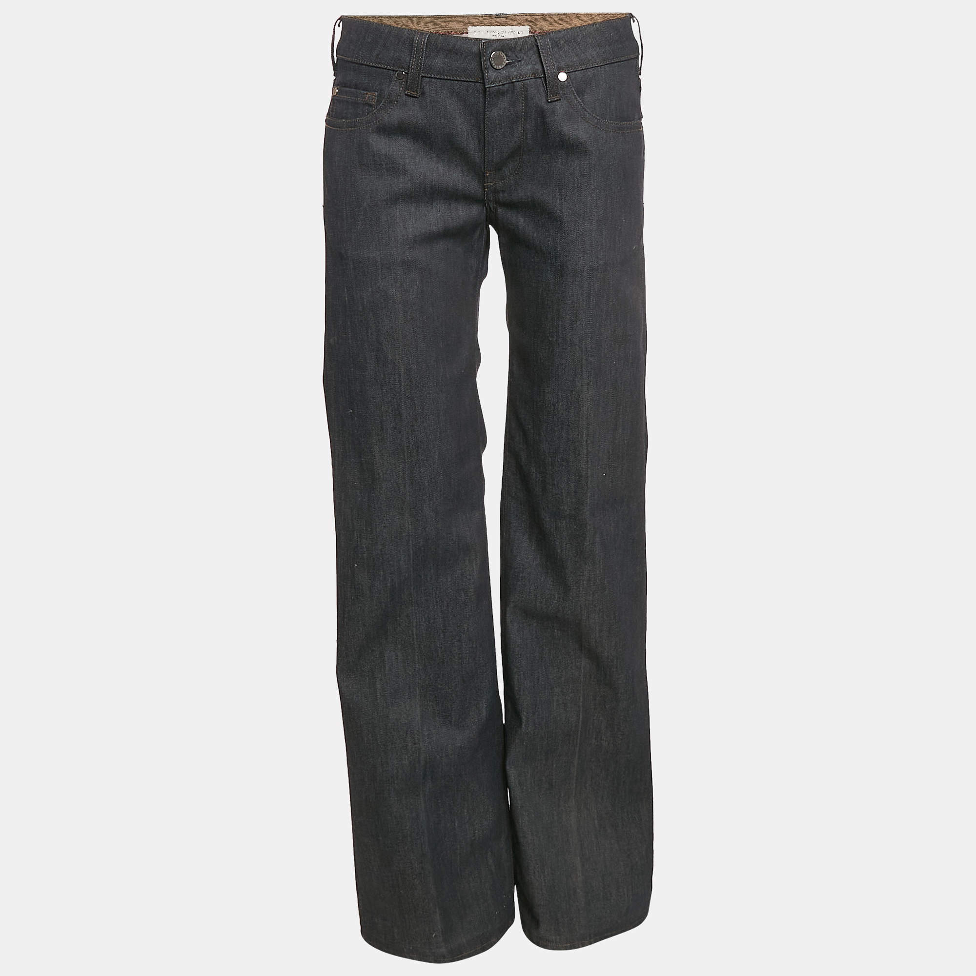 Pre Owned Stella McCartney Navy Blue Denim Wide-Leg Jeans M Waist 28"