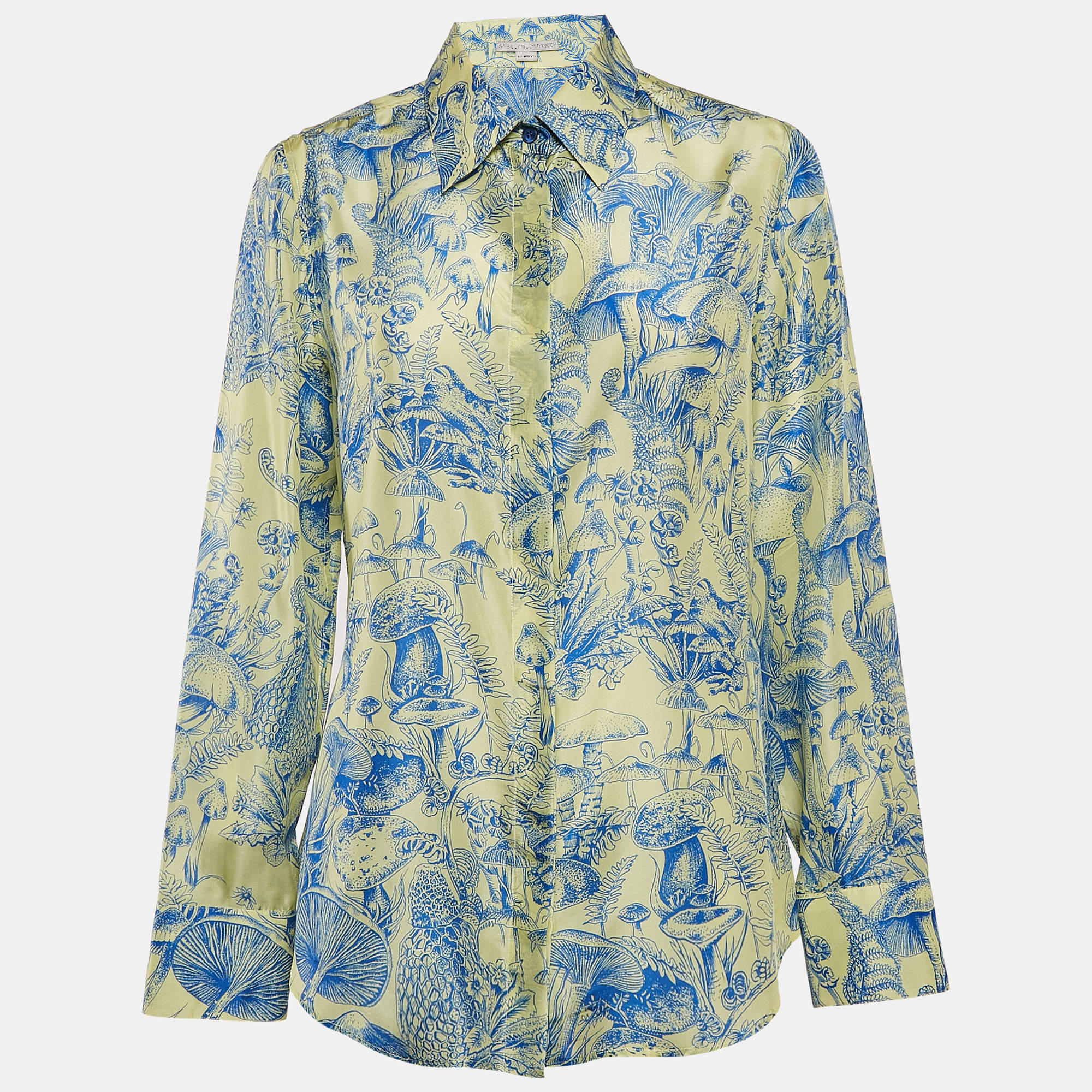 Stella McCartney Green/Blue Printed Silk Shirt M