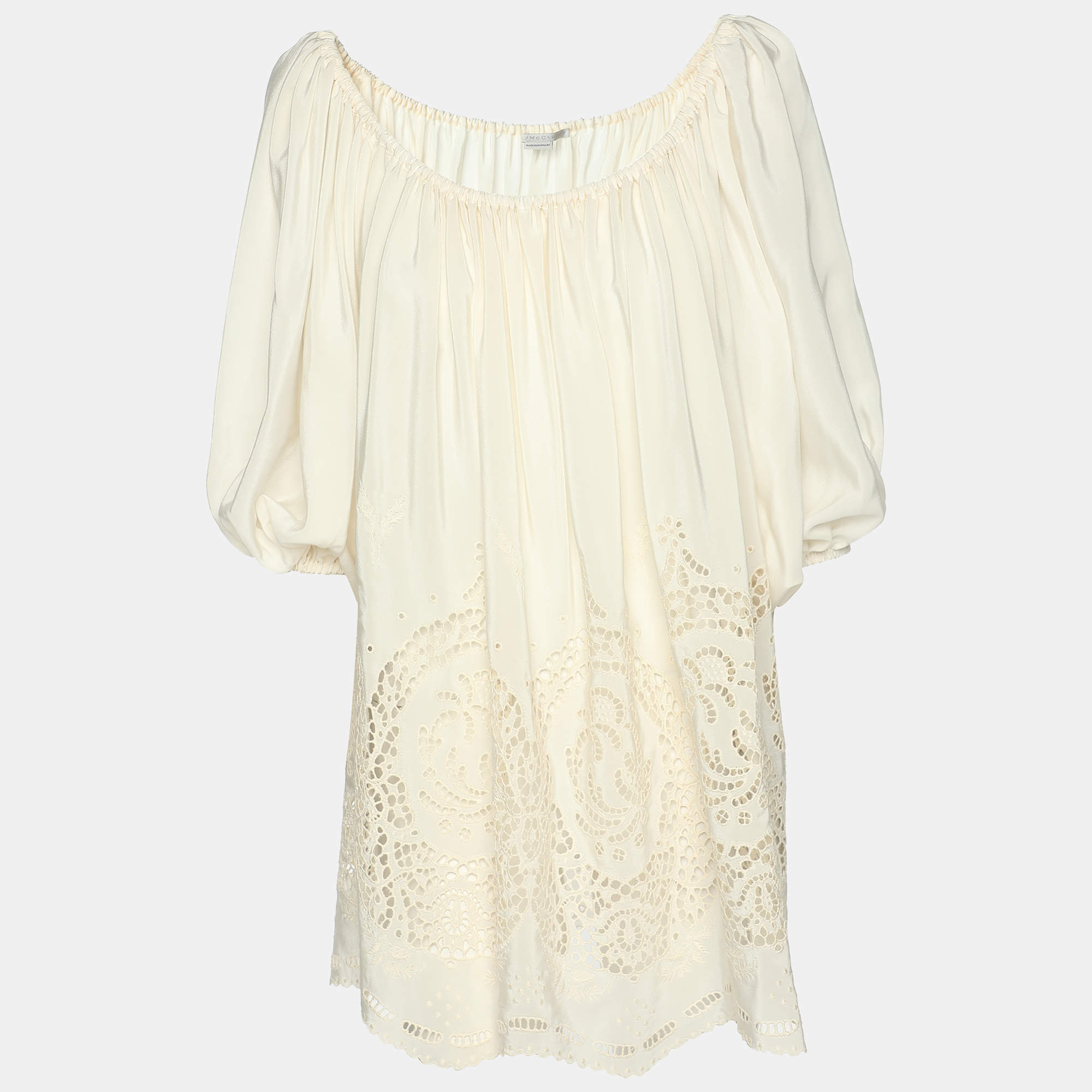 Pre Owned Stella McCartney White Silk Broderie Anglaise Blouse S