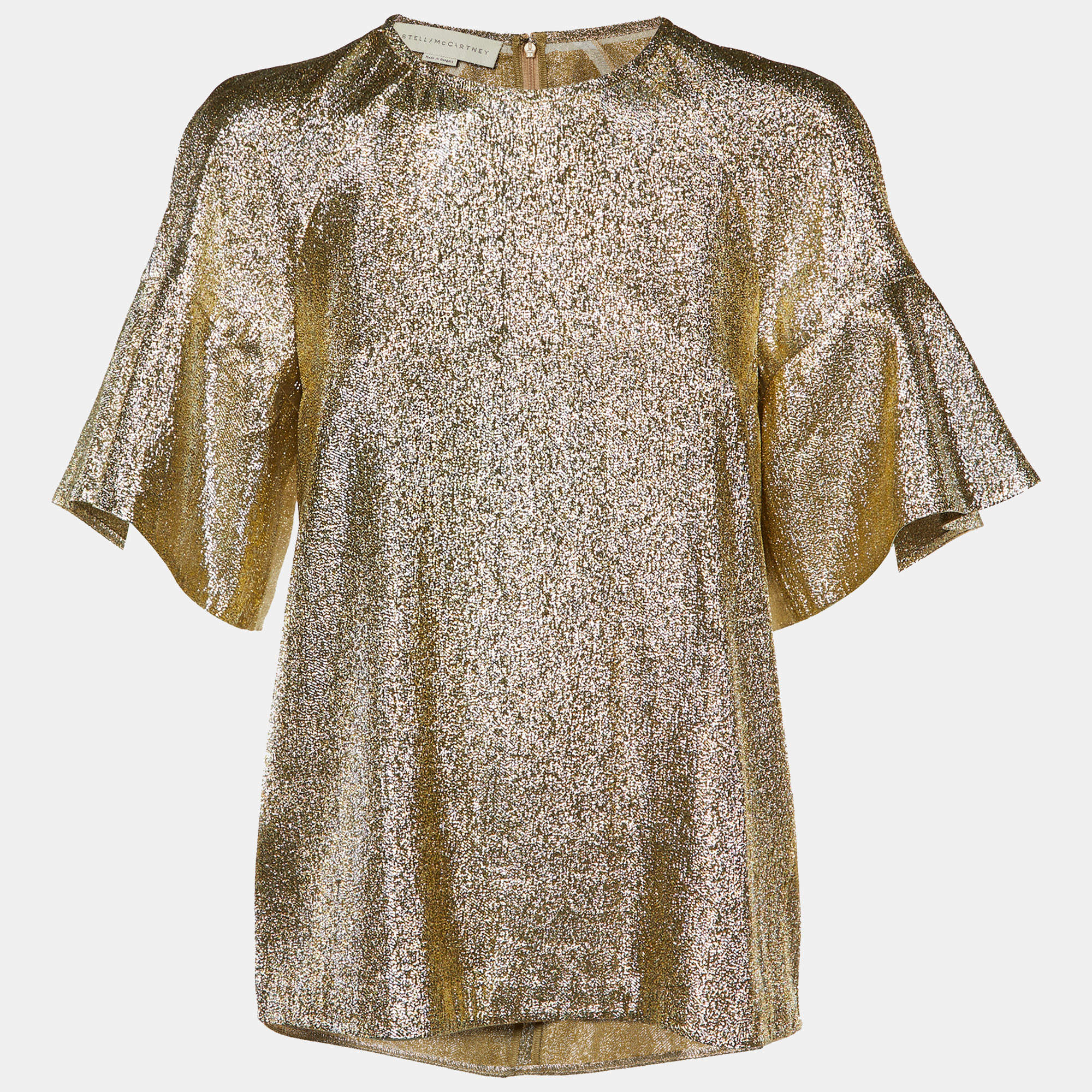 Stella McCartney Gold Lame Flared Sleeve Top M