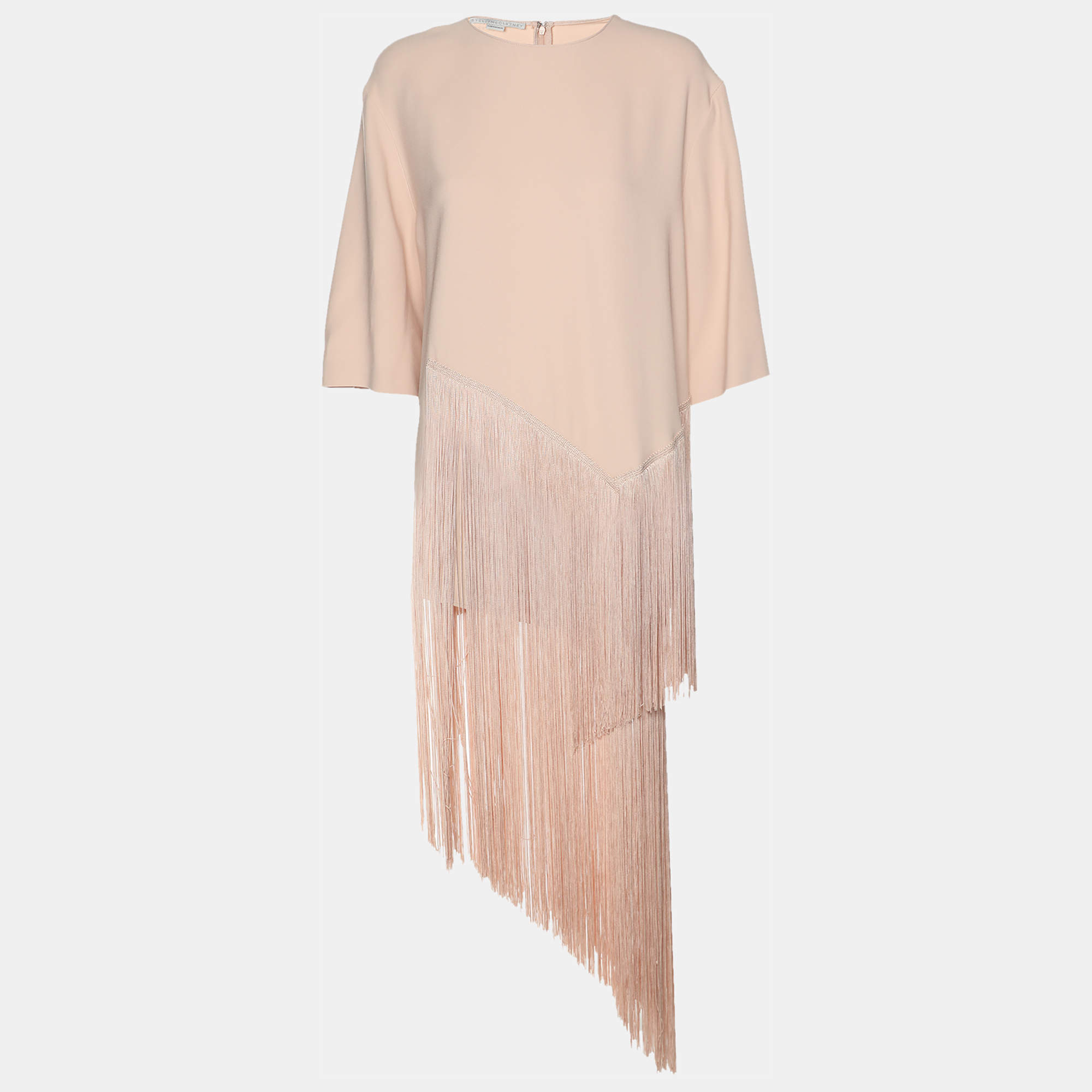 Stella McCartney Peach Crepe Fringe Tops L