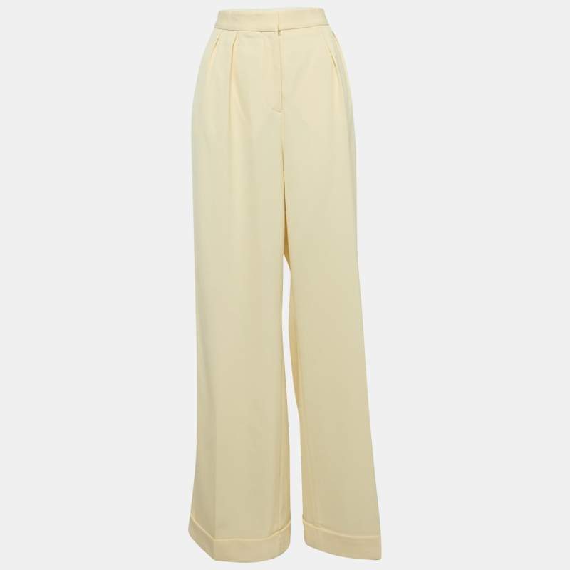 Stella McCartney Cream Wool Wide-Leg Trousers M