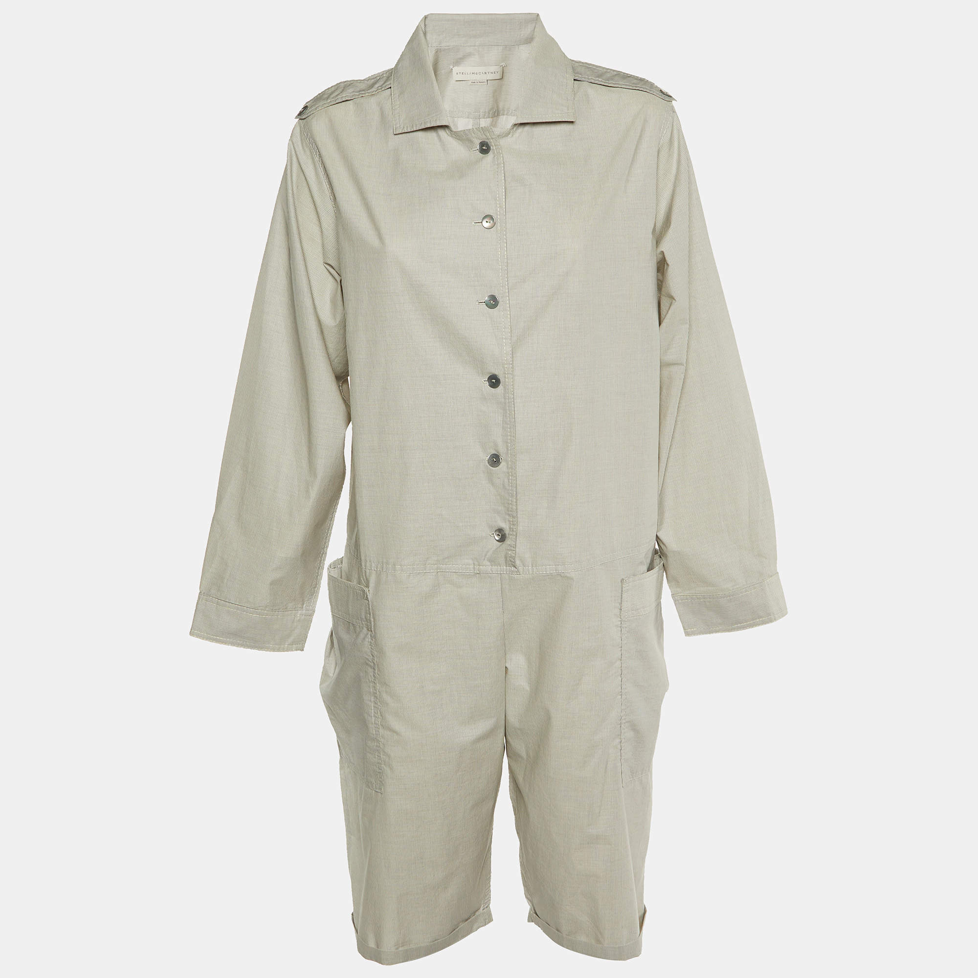 Stella McCartney Light Grey Striped Cotton Playsuit S
