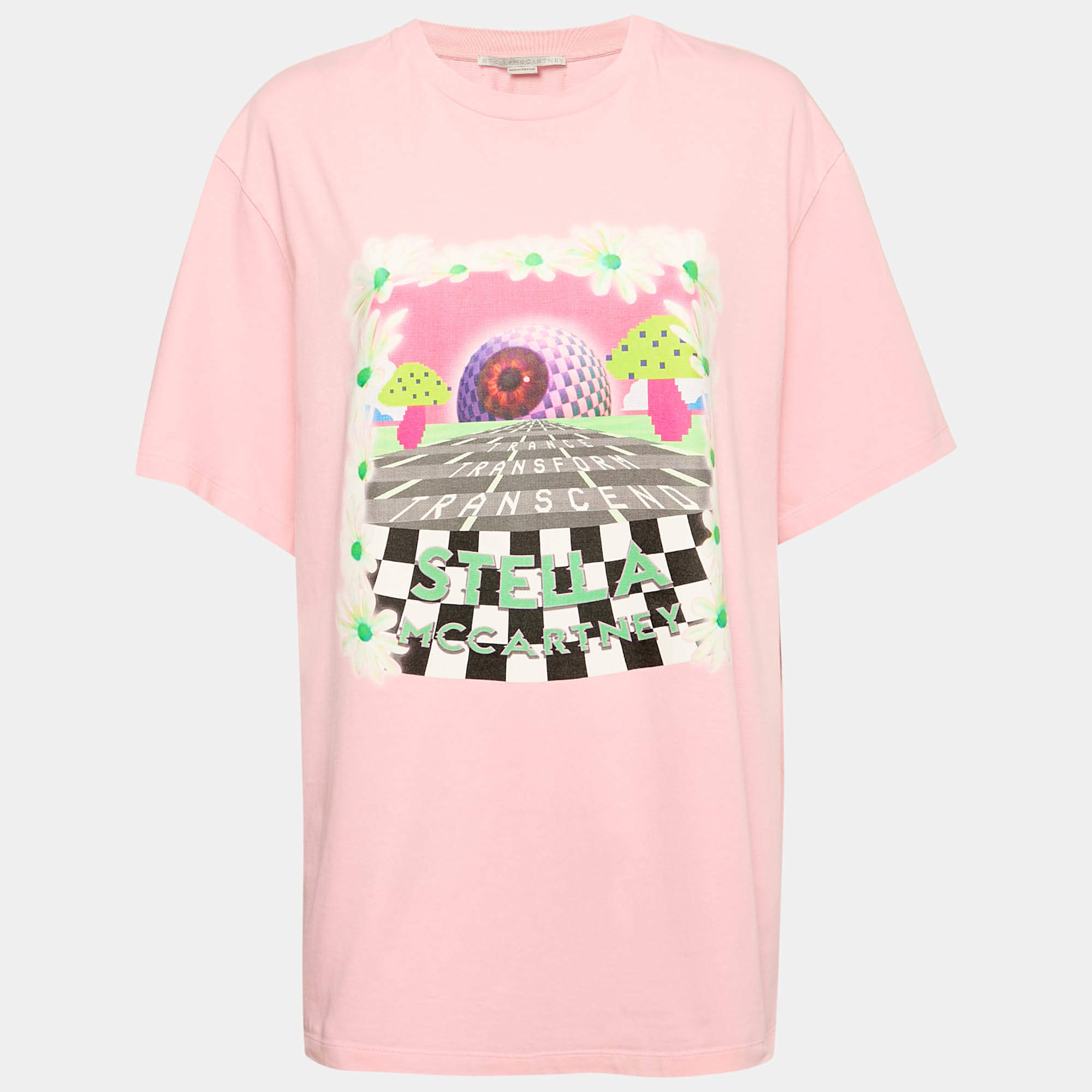 Stella McCartney Pink Printed Cotton Day Tripper Oversized T-Shirt M