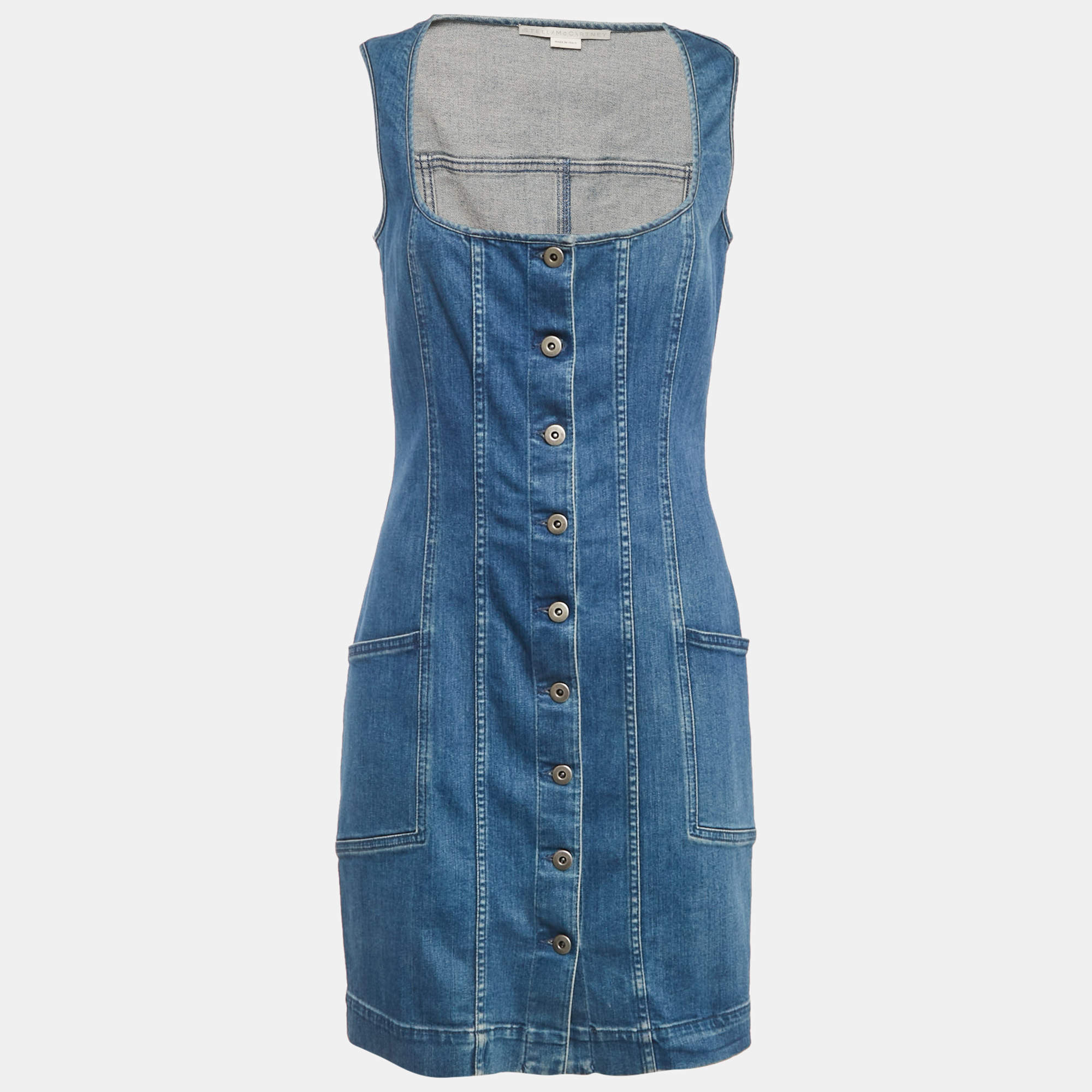 Pre Owned Stella McCartney Blue Denim Scoop Neck Mini Dress M