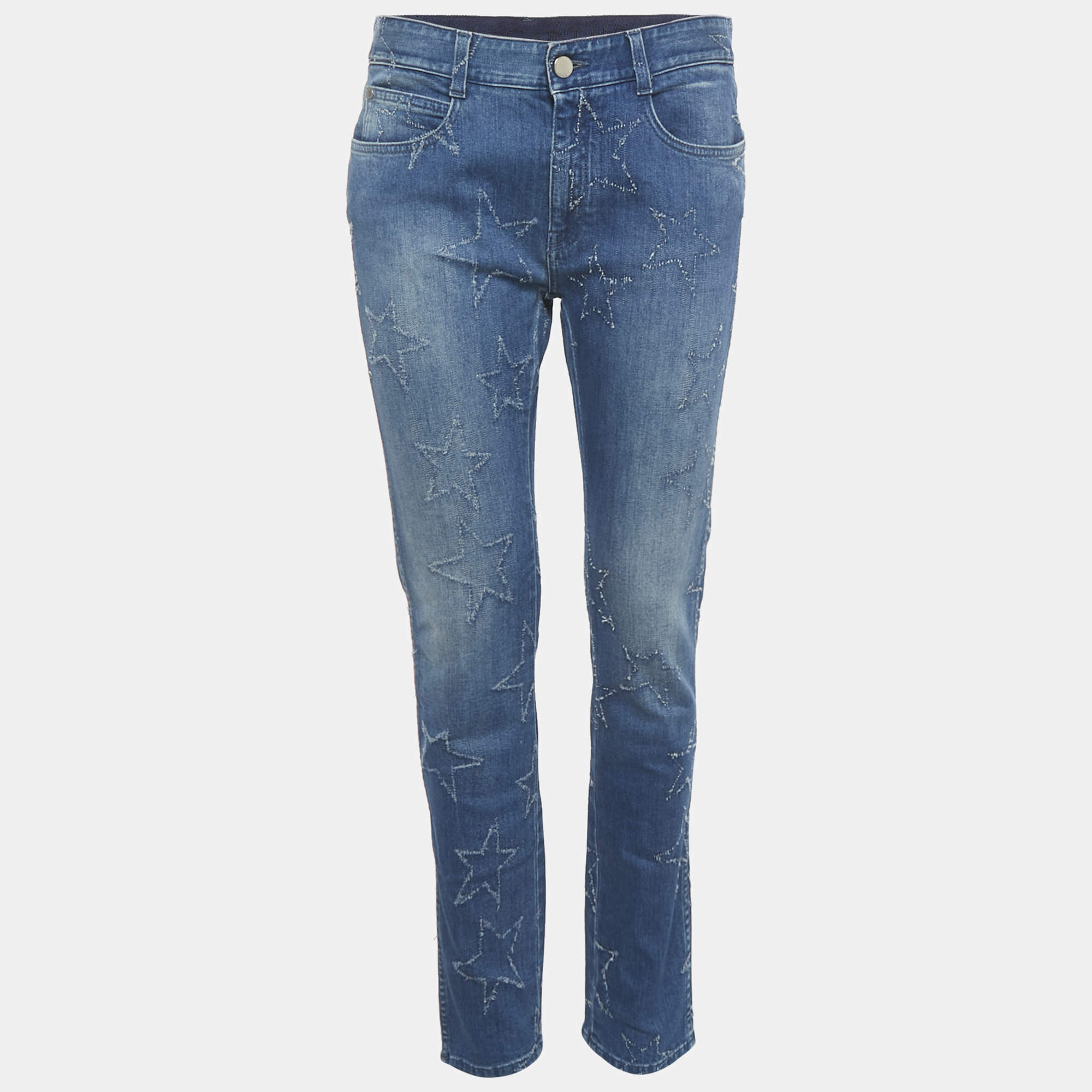 Pre Owned Stella McCartney Blue Washed Denim Star Detail Jeans S