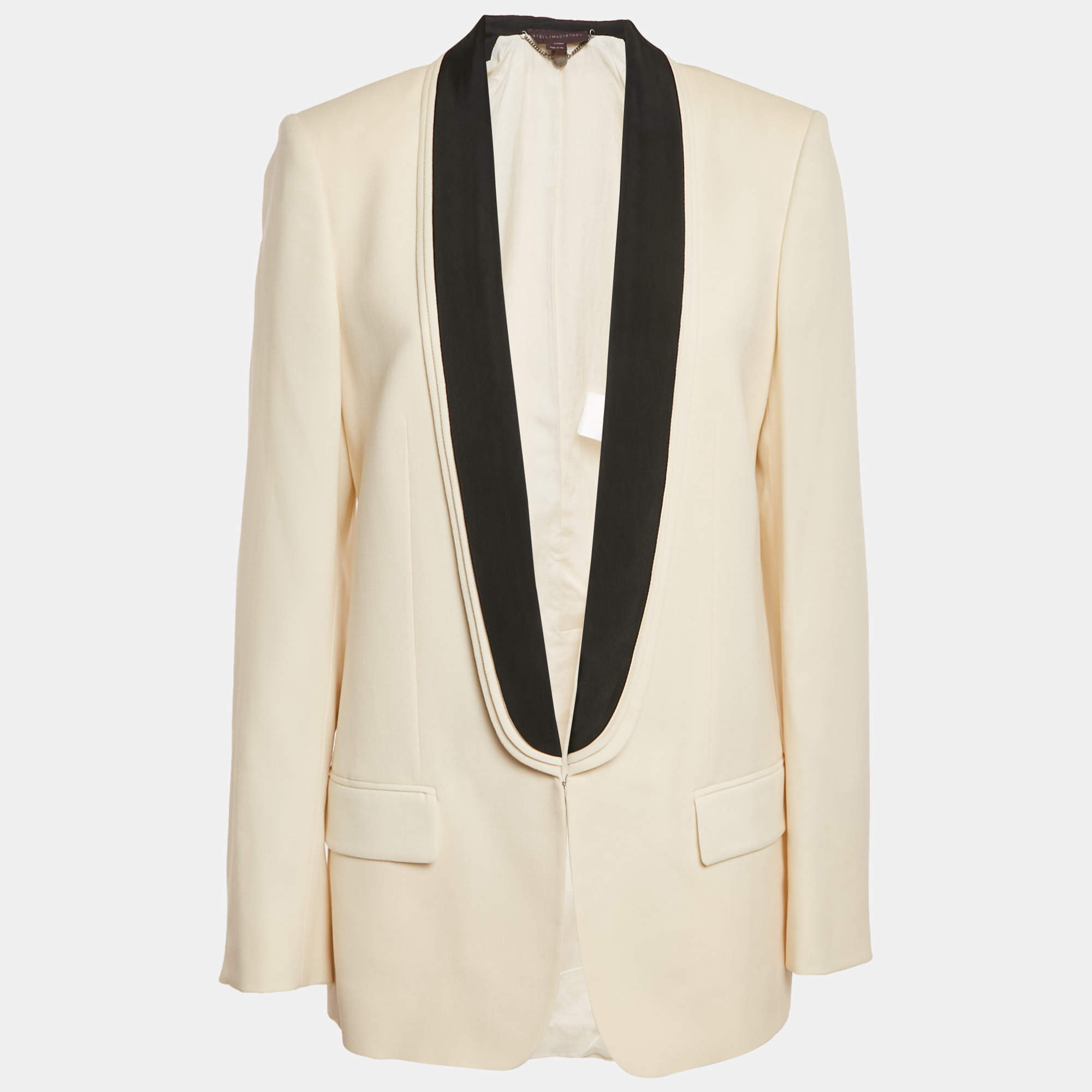 Pre Owned Stella McCartney Cream Wool Contrast Lapel Blazer L