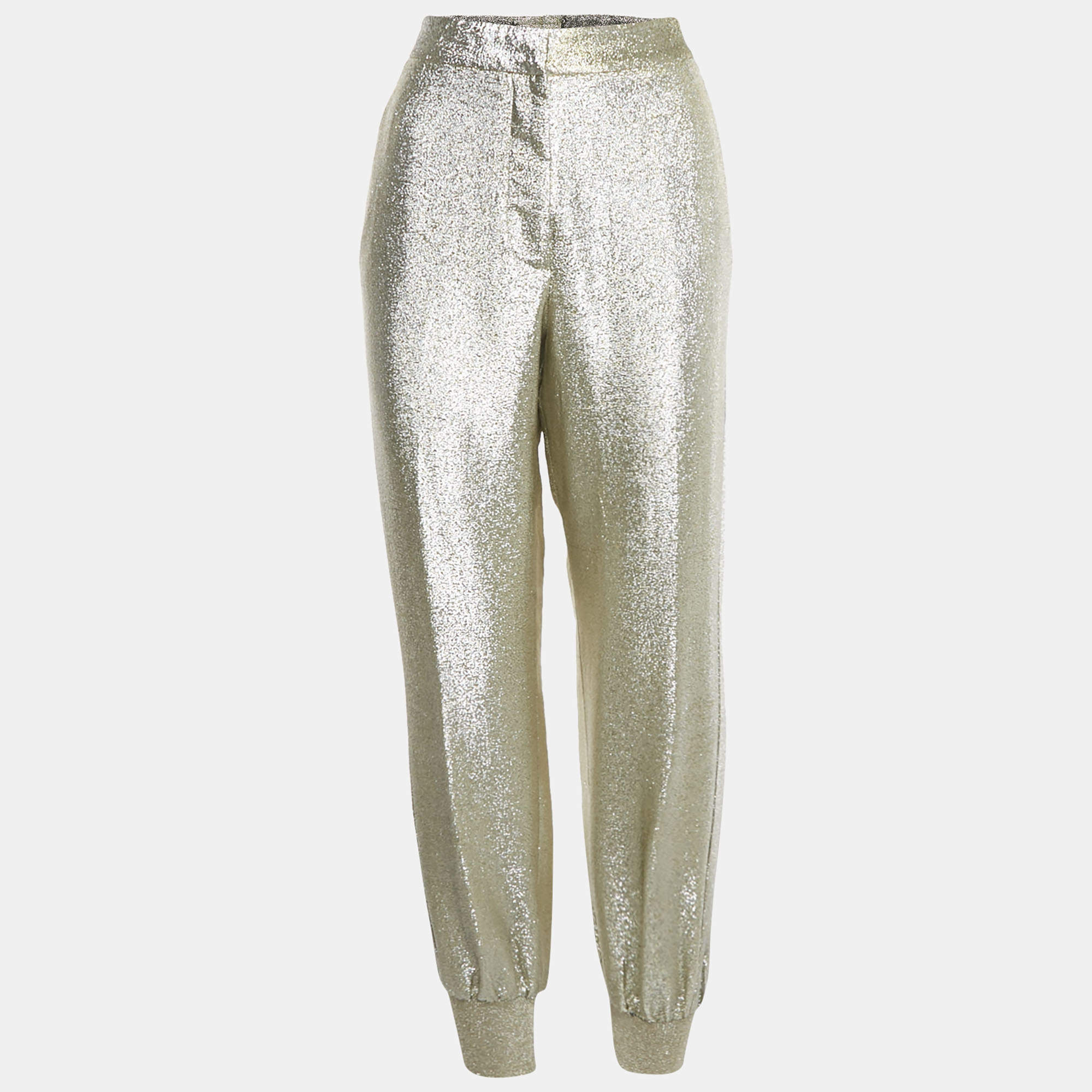 Pre Owned Stella McCartney Metallic Lurex Jogger Trousers M