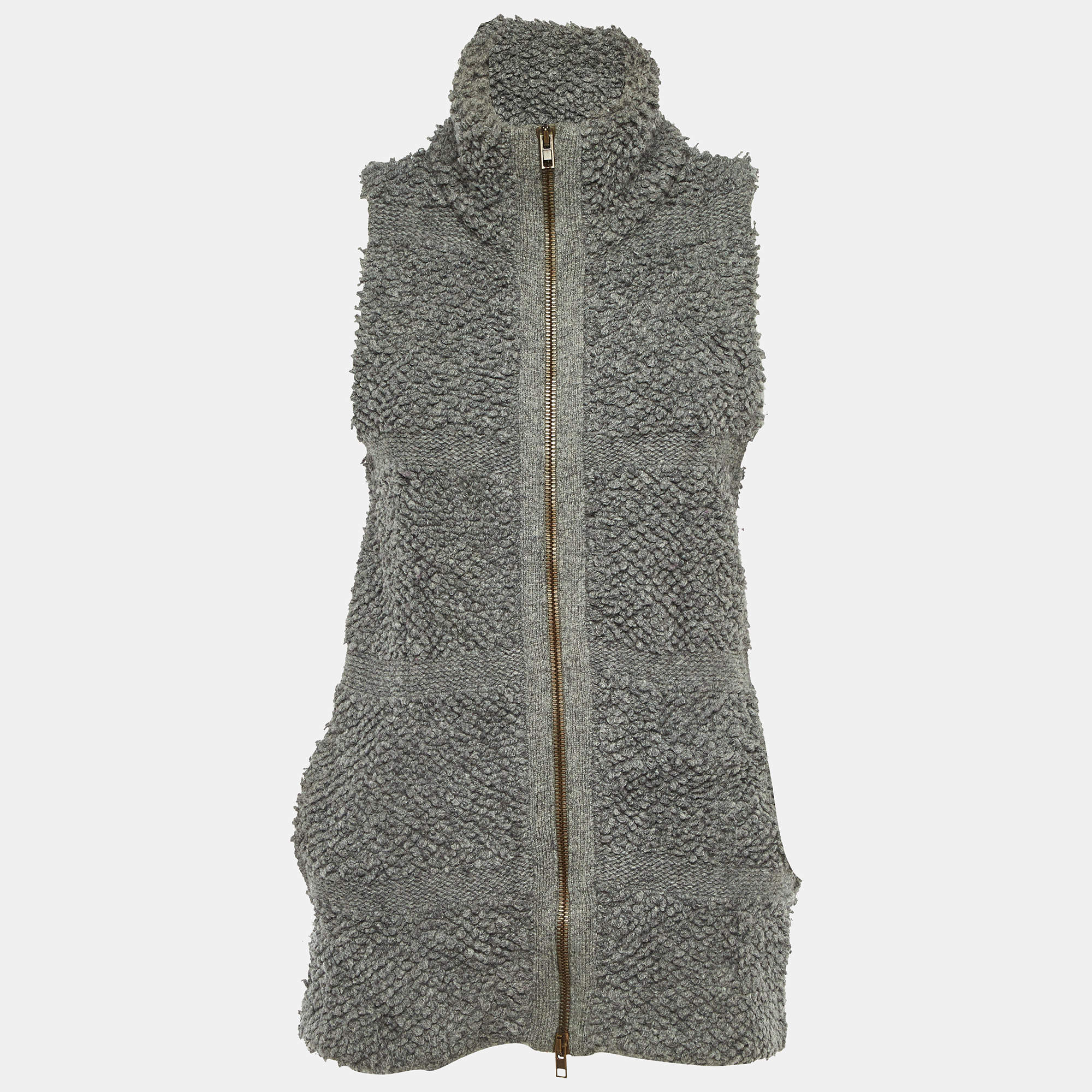 Pre Owned Stella McCartney Grey Wool Knit Sleeveless Jacket S
