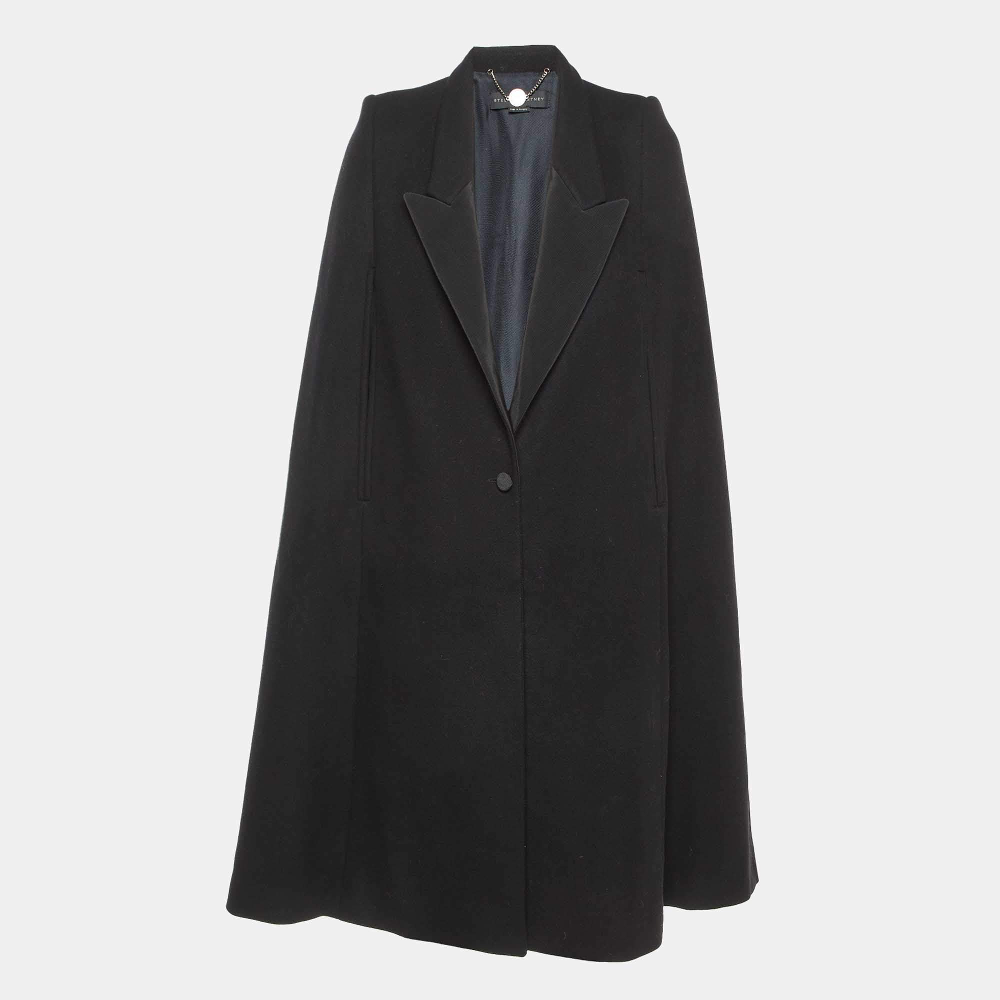 Pre Owned Stella McCartney Black Wool Long Cape Coat S