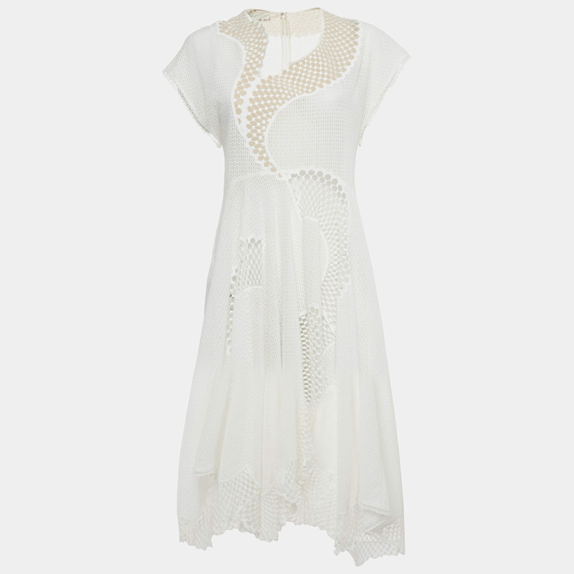 Pre Owned Stella McCartney White Lace Asymmetric Dress S