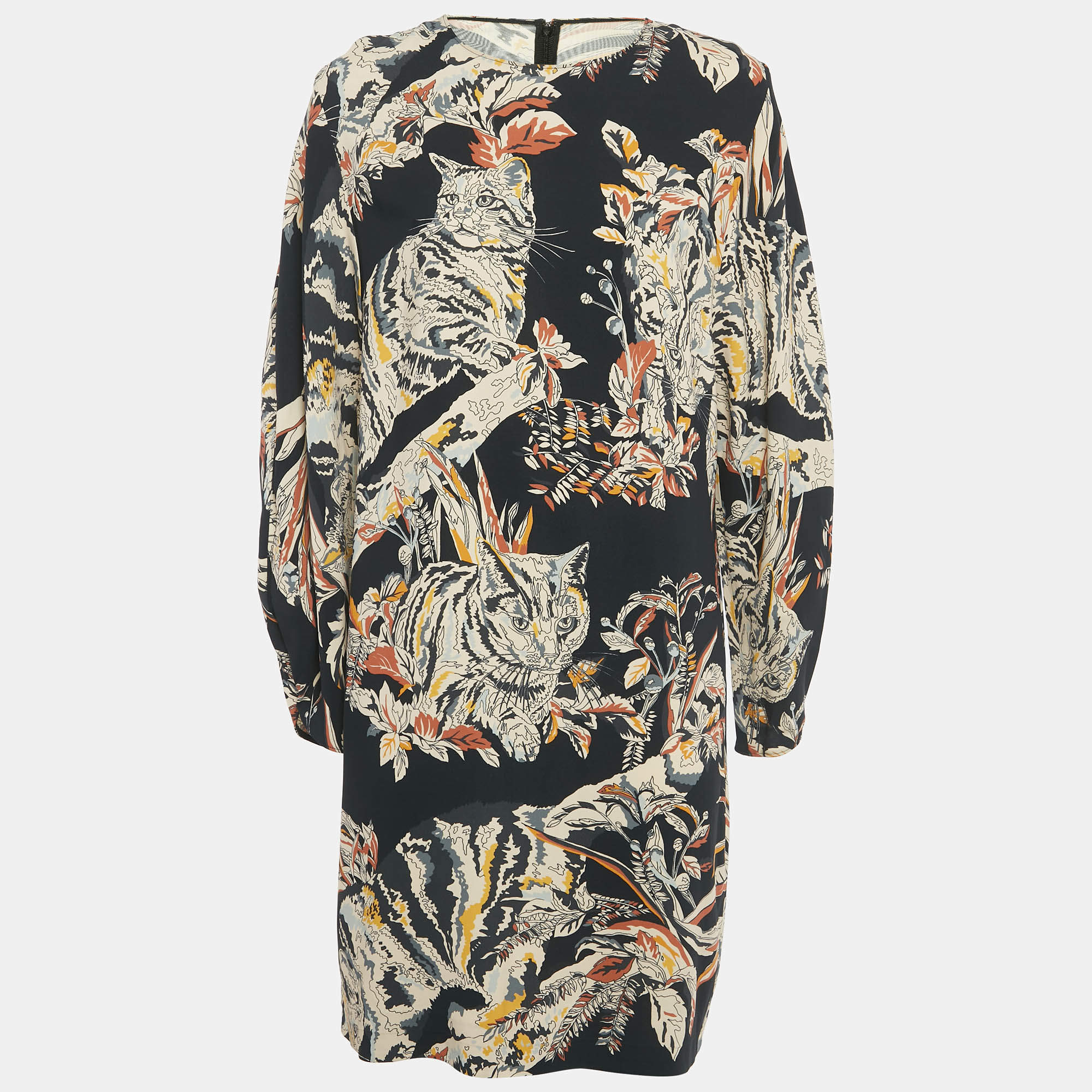 Pre Owned Stella McCartney Black Printed Crepe Short Dress L