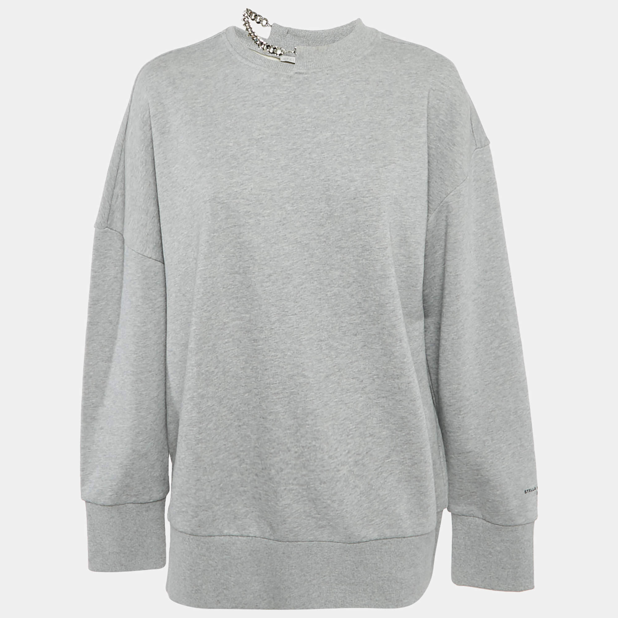 Pre Owned Stella McCartney Grey Cotton Chain Detail Sweatshirt M