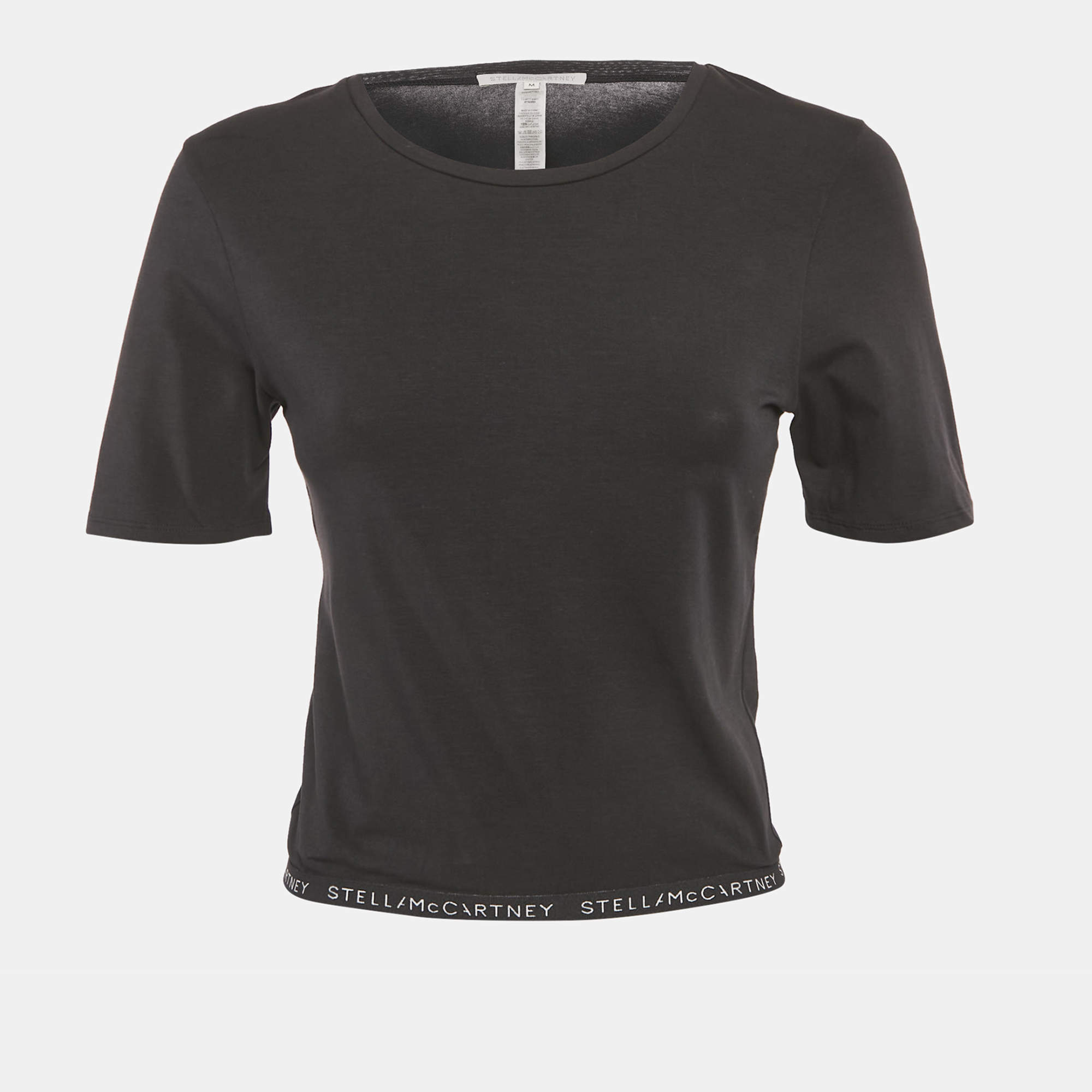 Pre Owned Stella McCartney Black Logo Band Jersey T-Shirt M