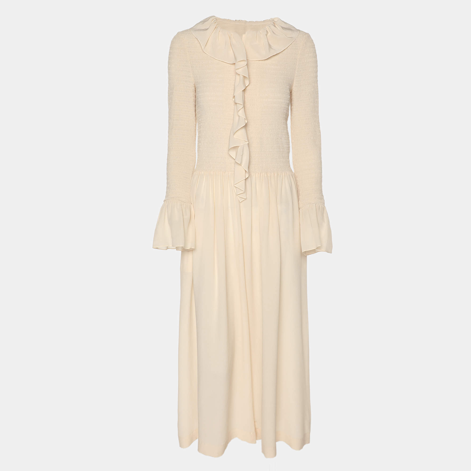 Pre Owned Stella McCartney Beige Crepe Long Sleeve Jumpsuit S