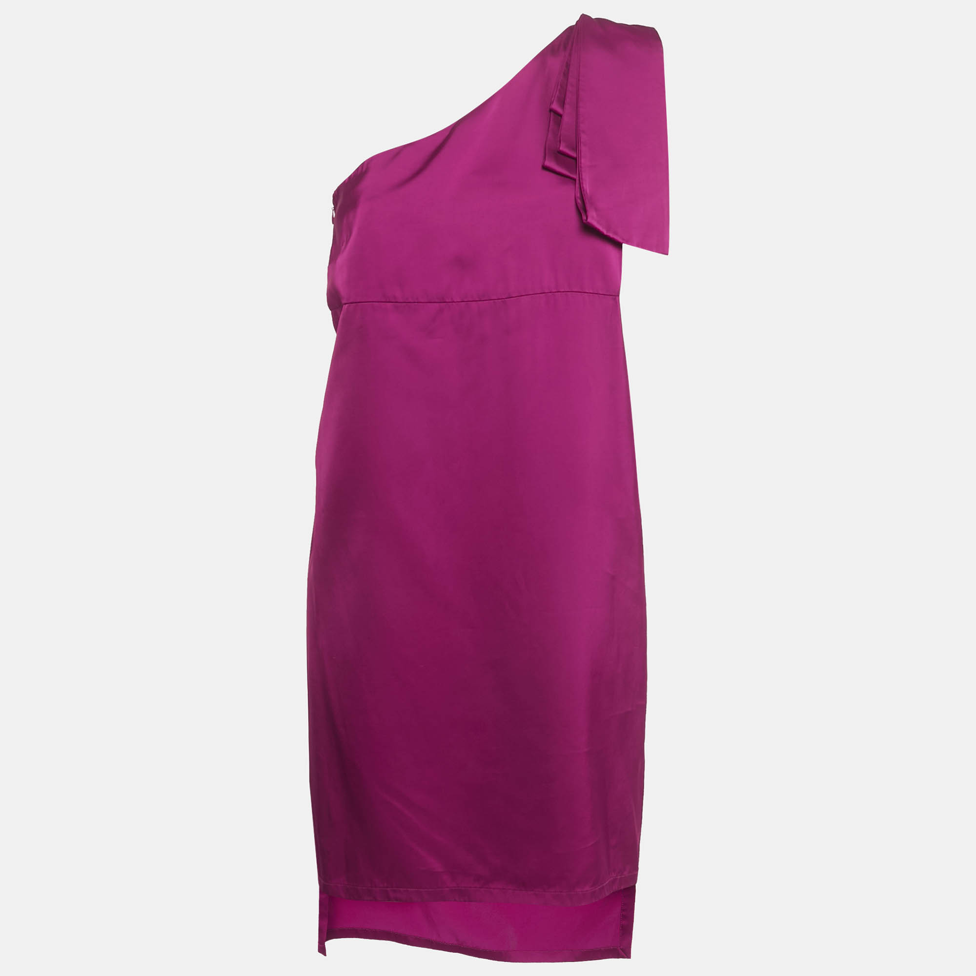 Pre Owned Stella McCartney Burgundy Pink Satin One Shoulder Mini Dress S