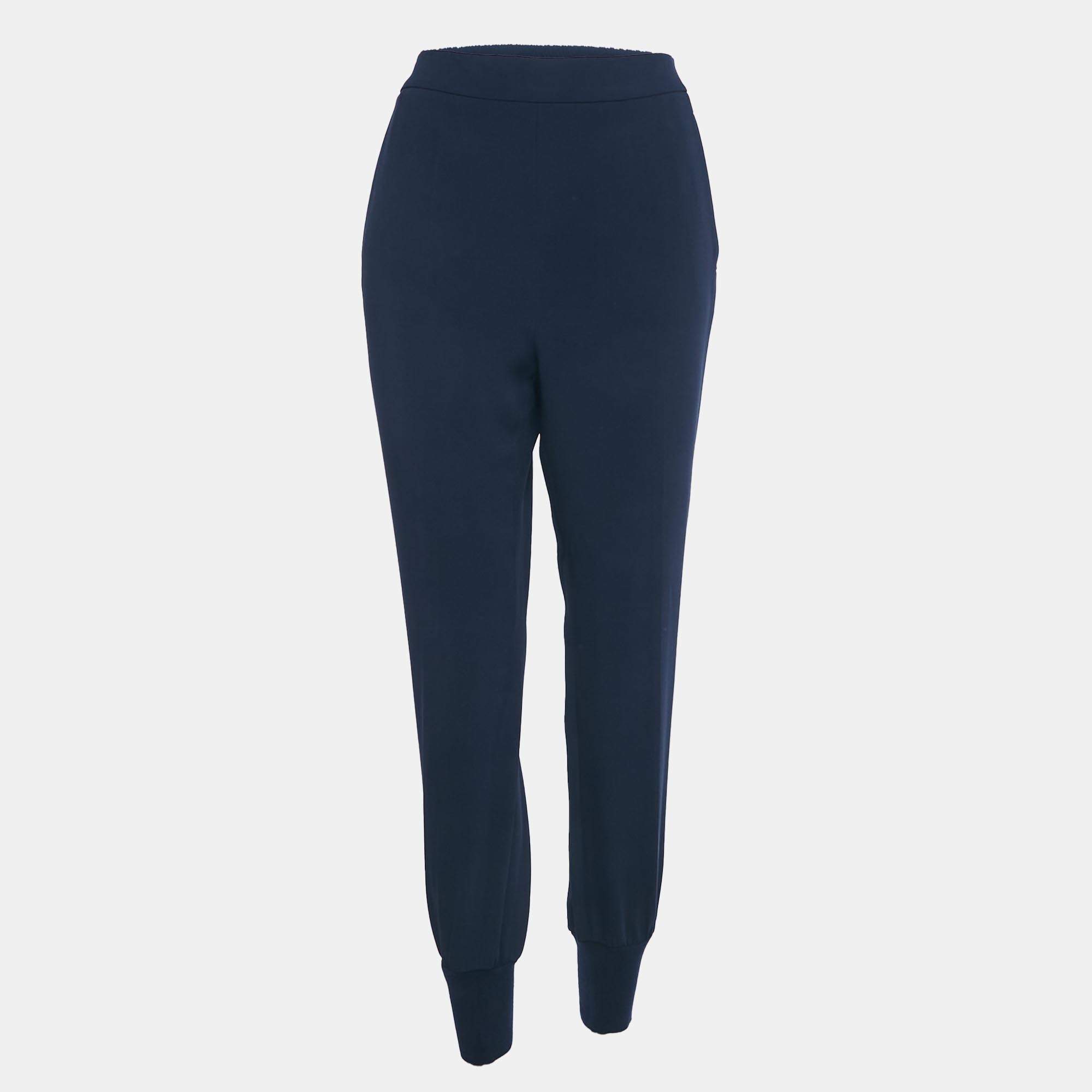 Pre Owned Stella McCartney Navy Blue Crepe Joggers M