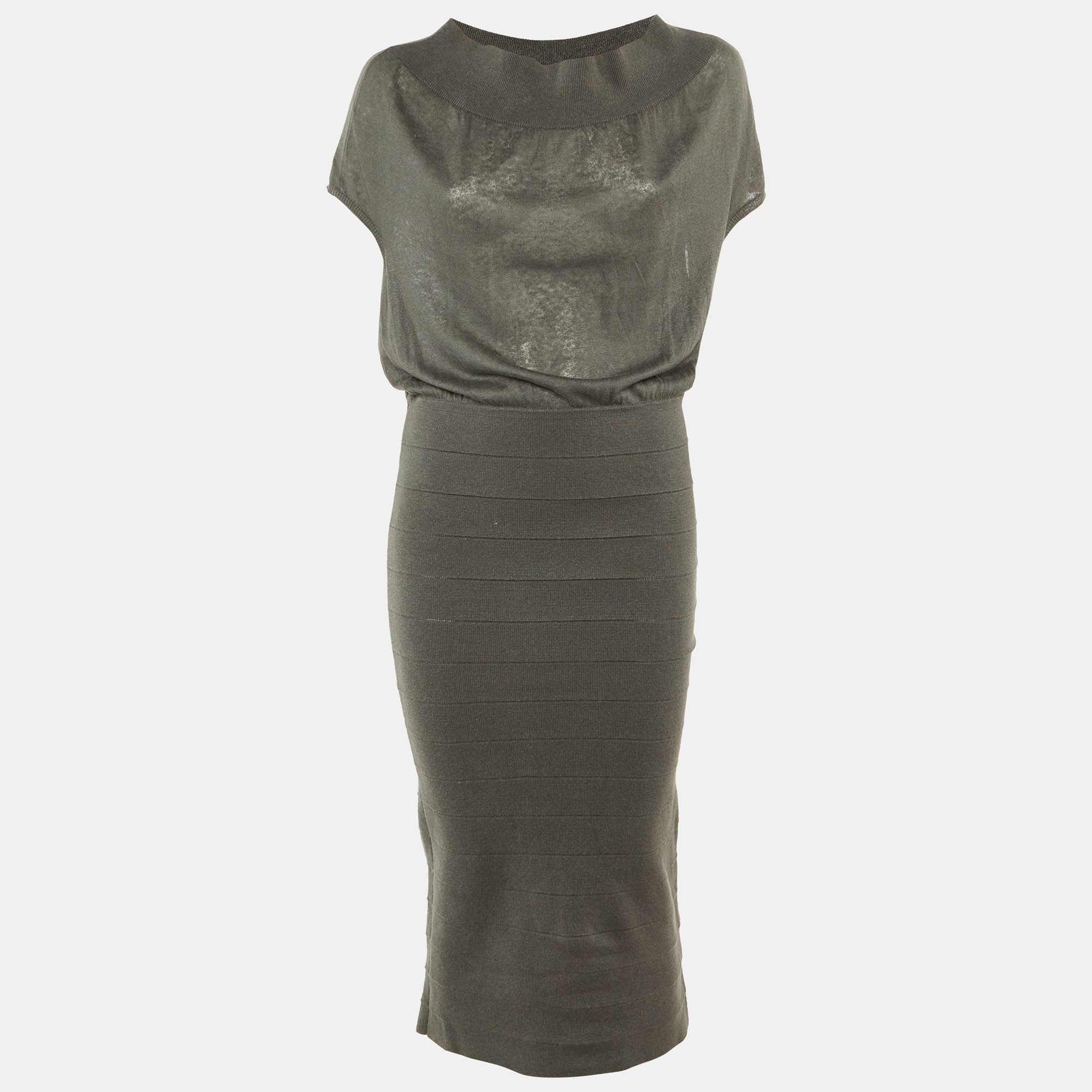 Pre Owned Stella McCartney Grey Knit Midi Dress M