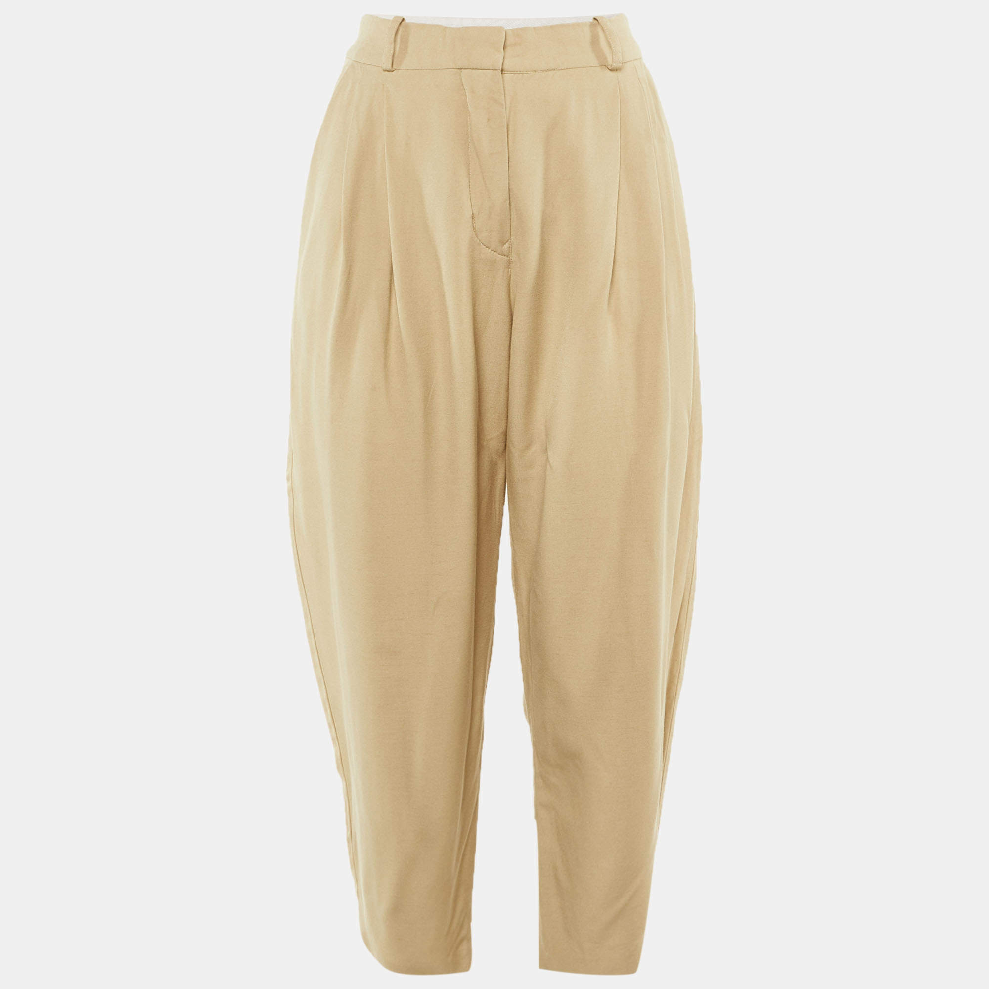 Pre Owned Stella McCartney Beige Crepe Cropped Trousers S