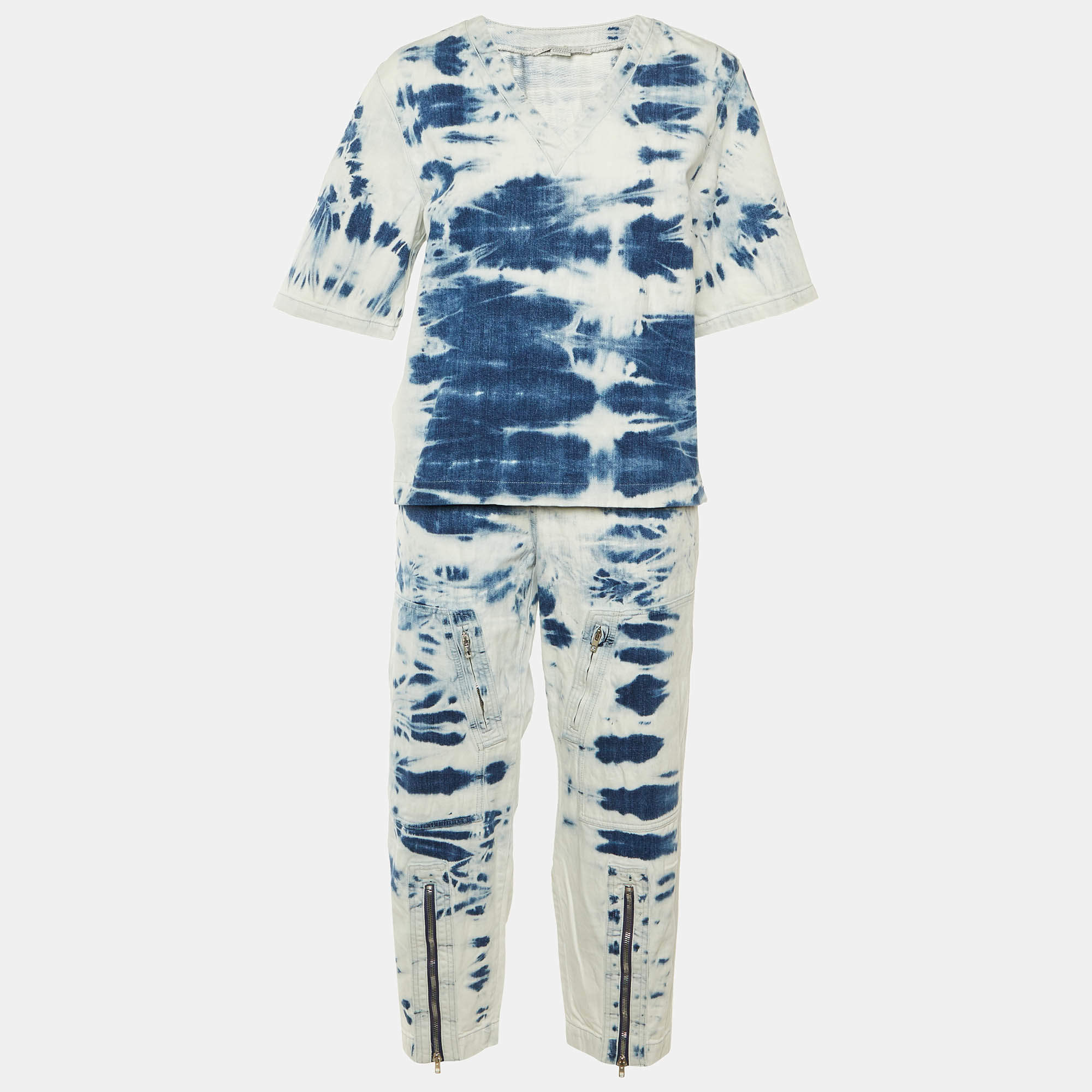 Pre Owned Stella McCartney Blue Tie Dye Denim Co-Ord Set M