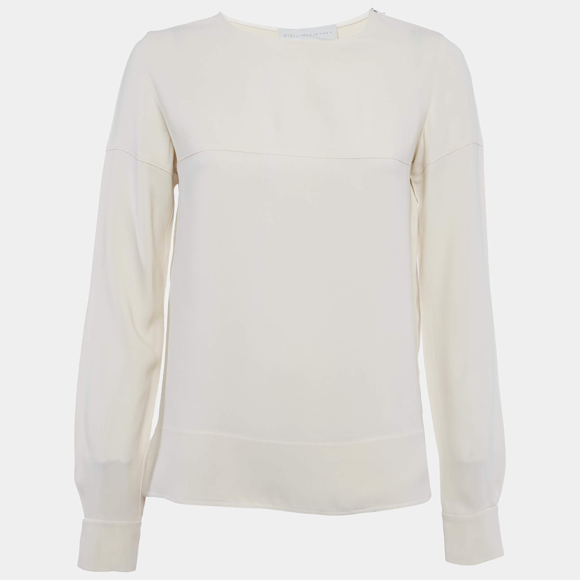 Pre Owned Stella McCartney Beige Crepe Long Sleeve Blouse S