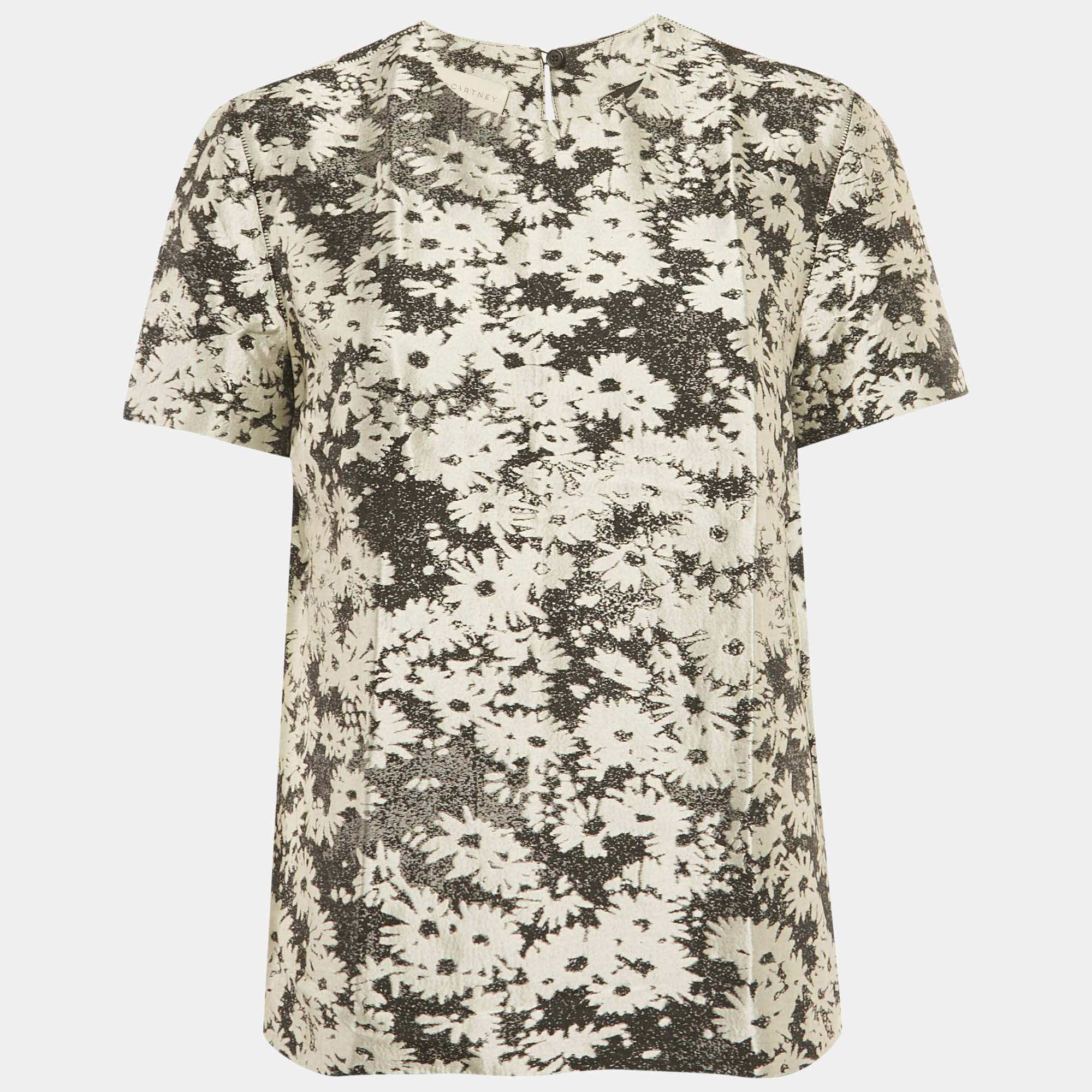 Pre Owned Stella McCartney Monochrome Floral Jacquard Blouse M