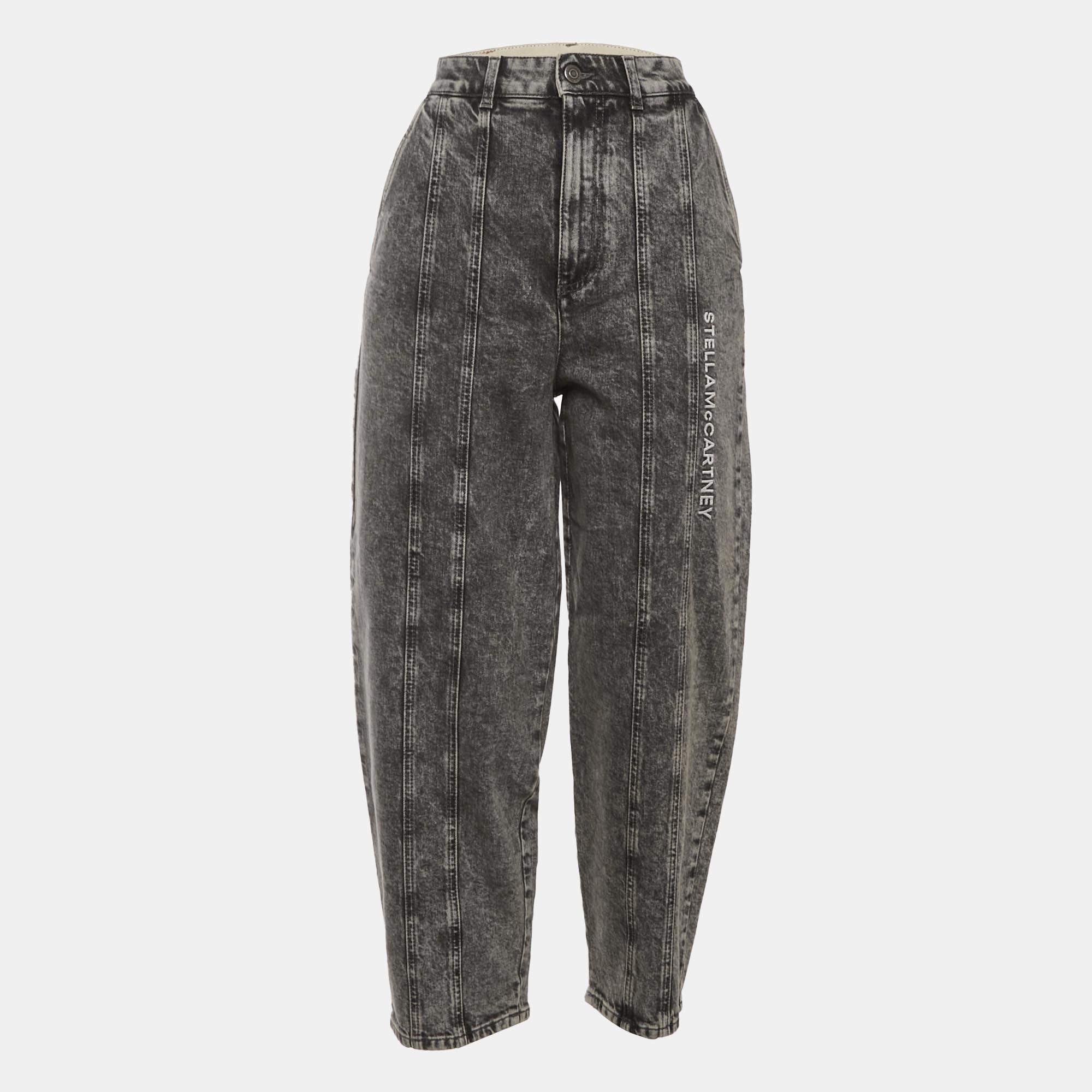 مملوكة مسبقًا بنطلون جينز ستيلا مكارتني مطرز شعار دِنم رمادي مقاس وسط (ميديم) 28 بوصة