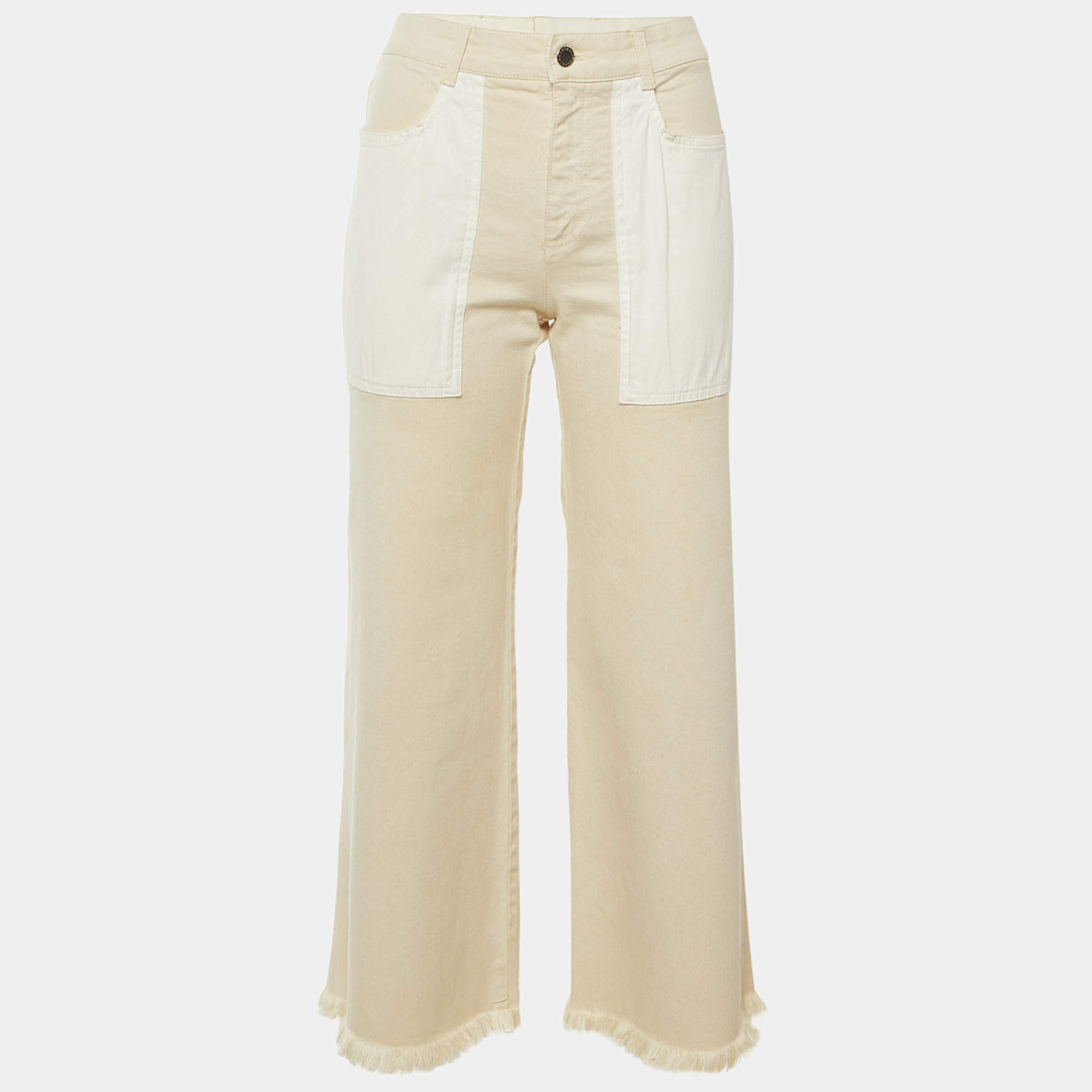 مملوكة مسبقًا Stella McCartney Beige Denim Frayed Hem Jeans S Waist 26"