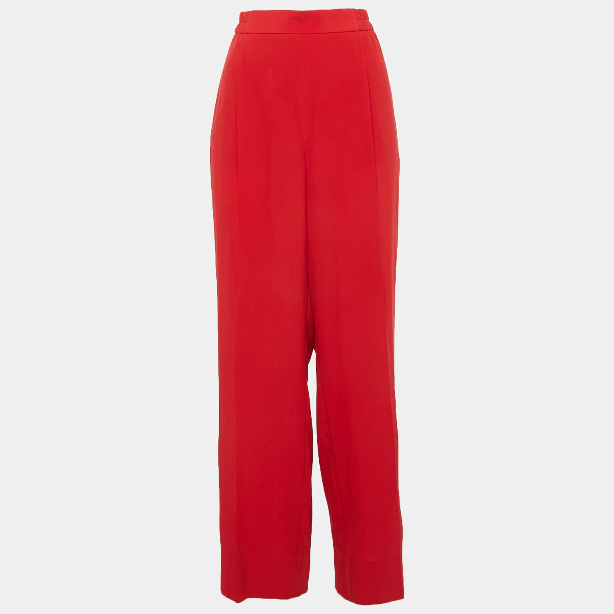 مملوكة مسبقًا Stella McCartney Red Silk Wide Leg Pants 