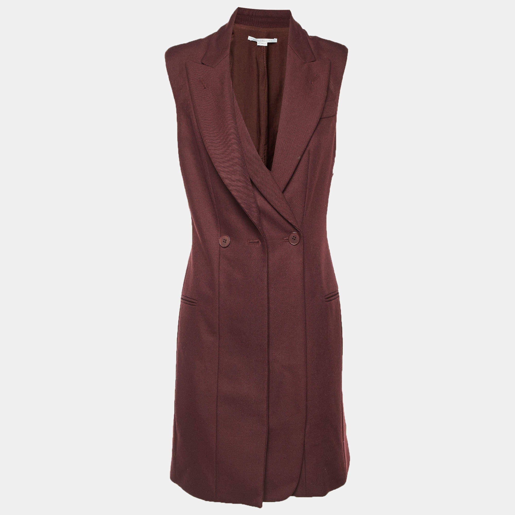 مملوكة مسبقًا Stella McCartney Burgundy Wool Double Breasted Coat Dress S