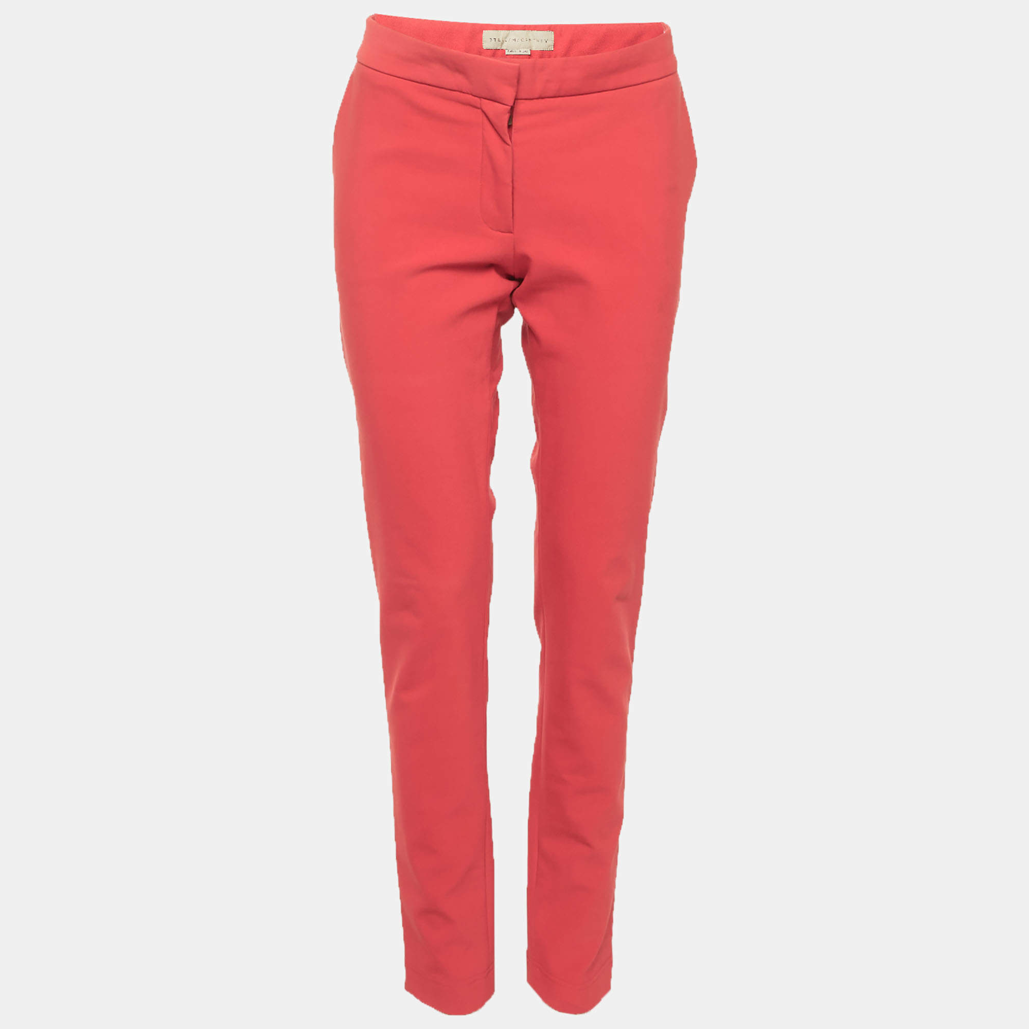 Pre Owned Stella McCartney Red Twill Regular Fit Trousers L