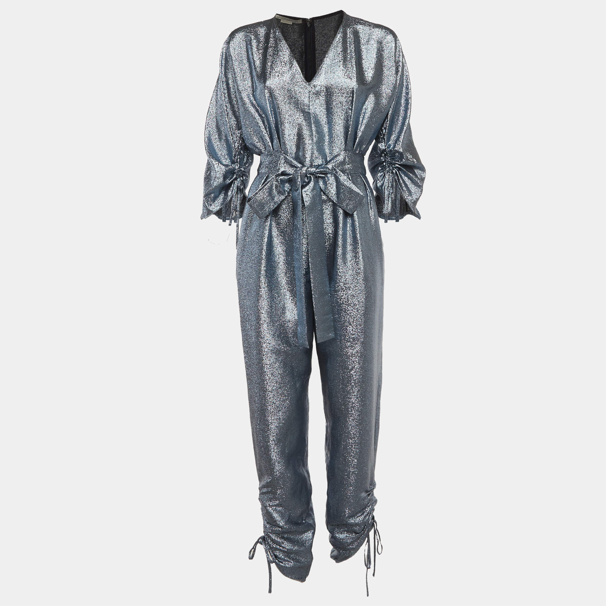 Pre Owned Stella McCartney Blue Metallic Lamé Jumpsuit S