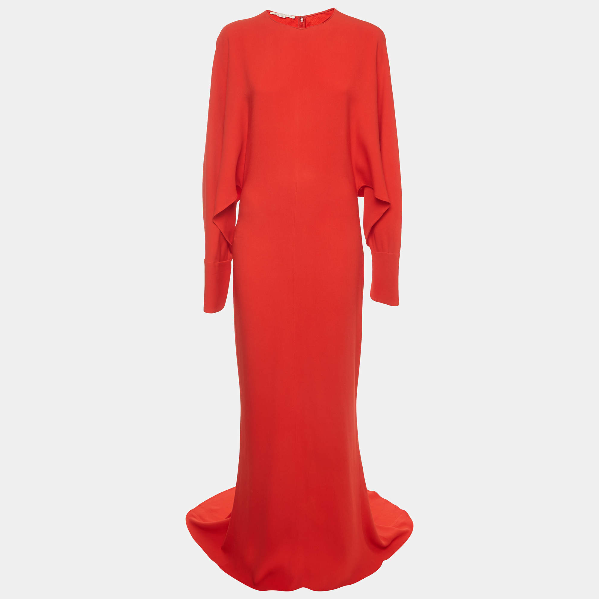 Pre Owned Stella McCartney Red Stretch Crepe Draped Sleeve Gown M