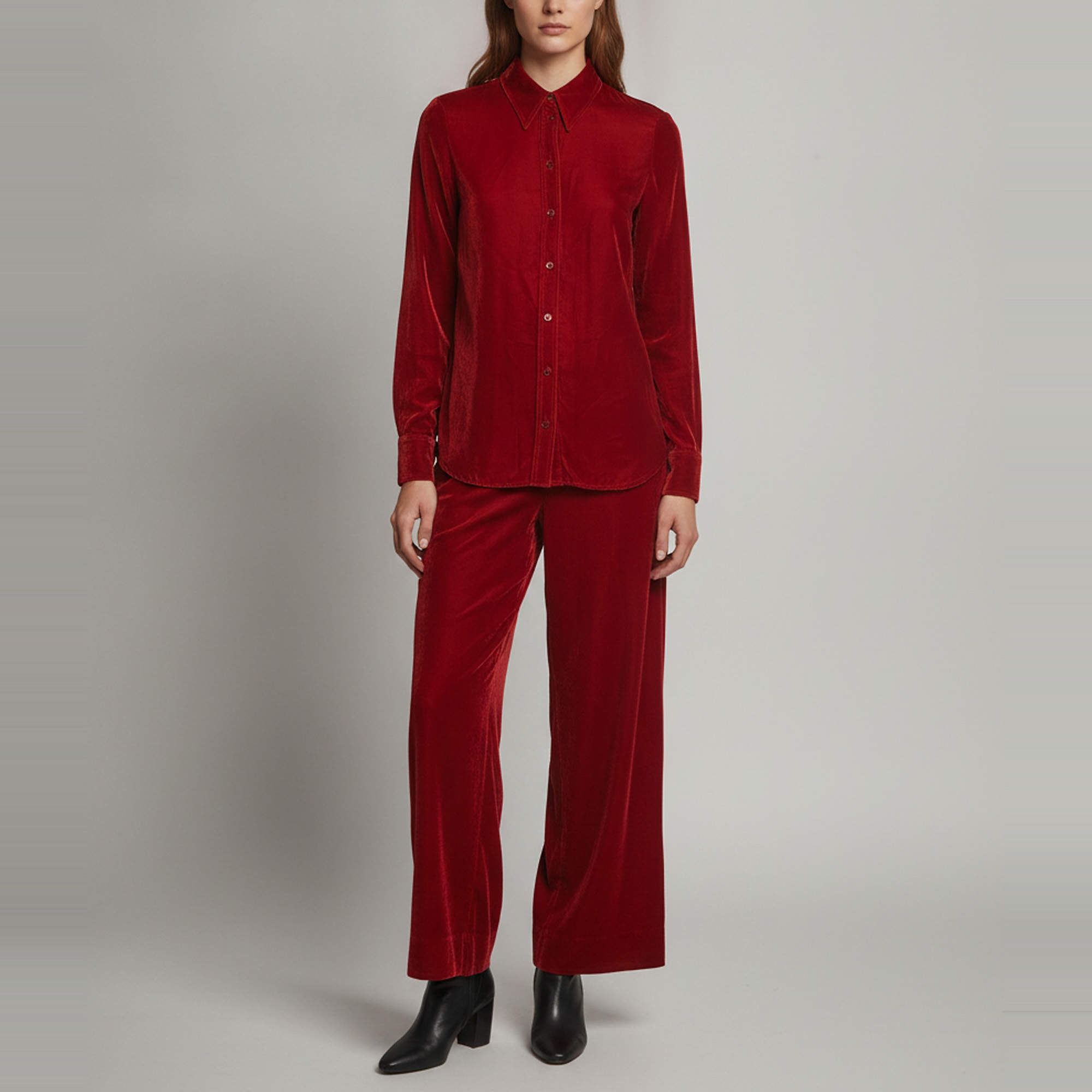 Pre Owned Stella McCartney Red Velvet Regular Fit Co-Ord Set XS