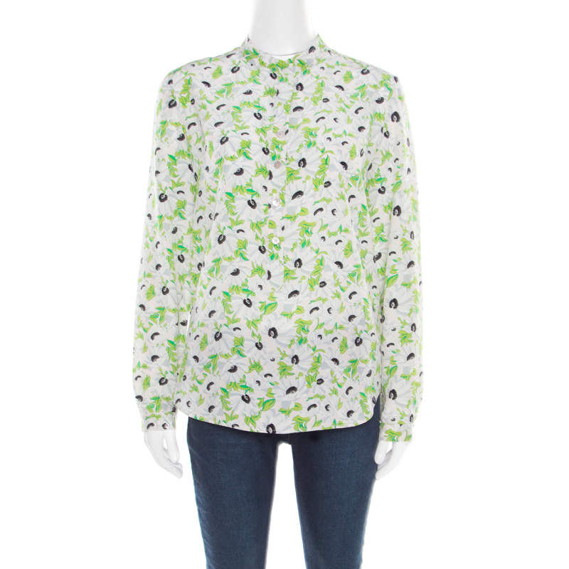 Stella McCartney Multicolor Floral Printed Silk Long Sleeve Eva Blouse S